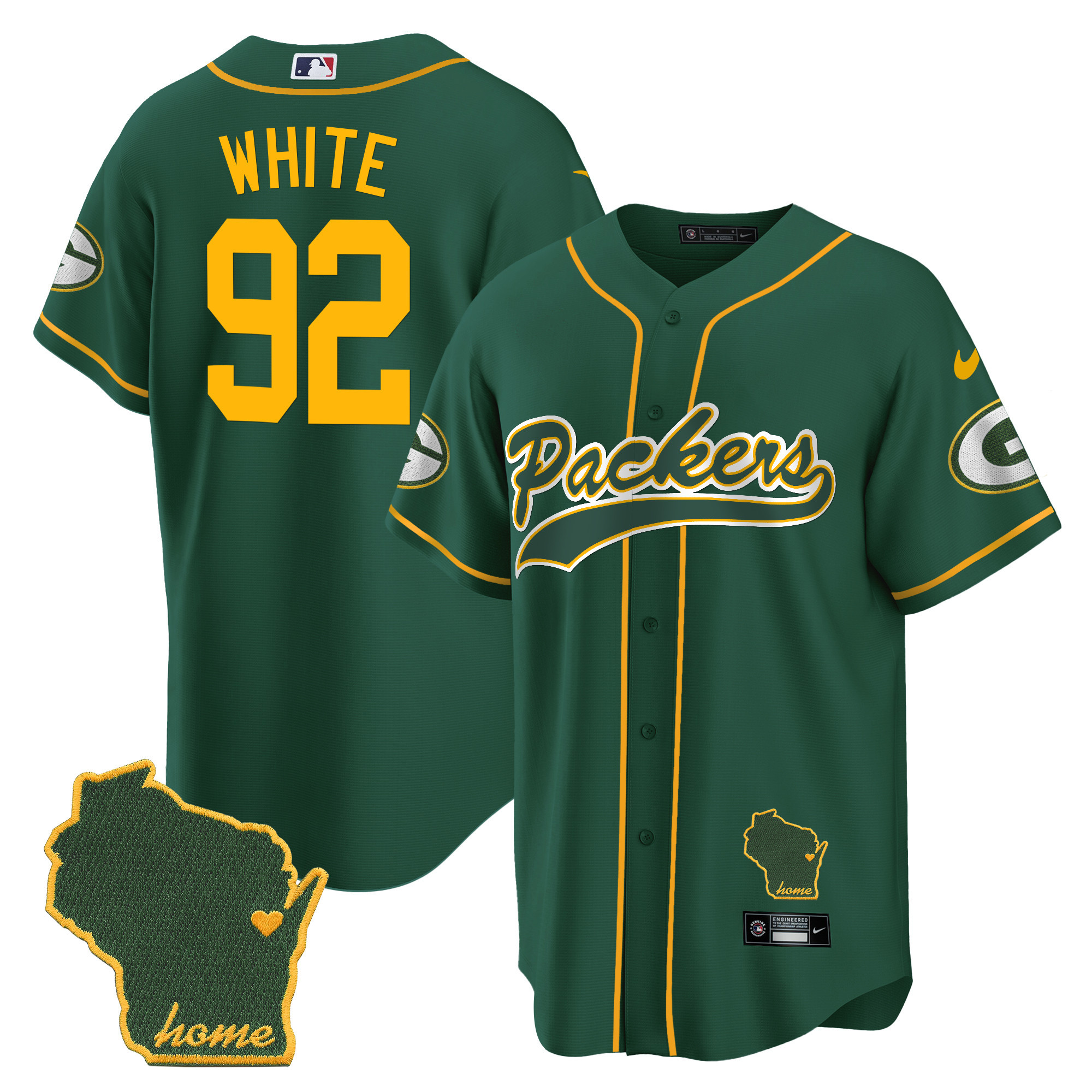 Men's Packers Home Patch Baseball Jersey - All Stitched - Image 13