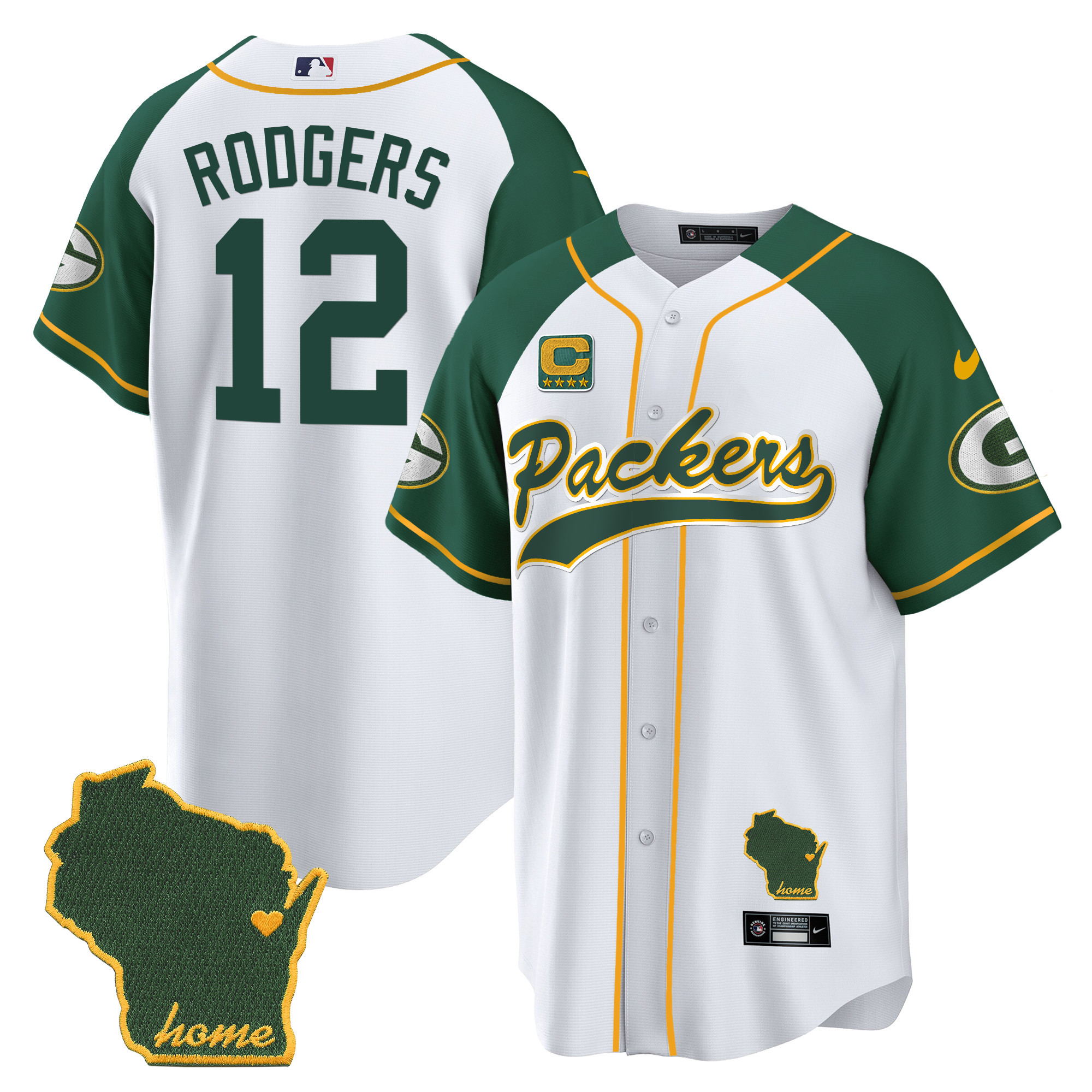 Men's Packers Home Patch Baseball Jersey - All Stitched - Image 39