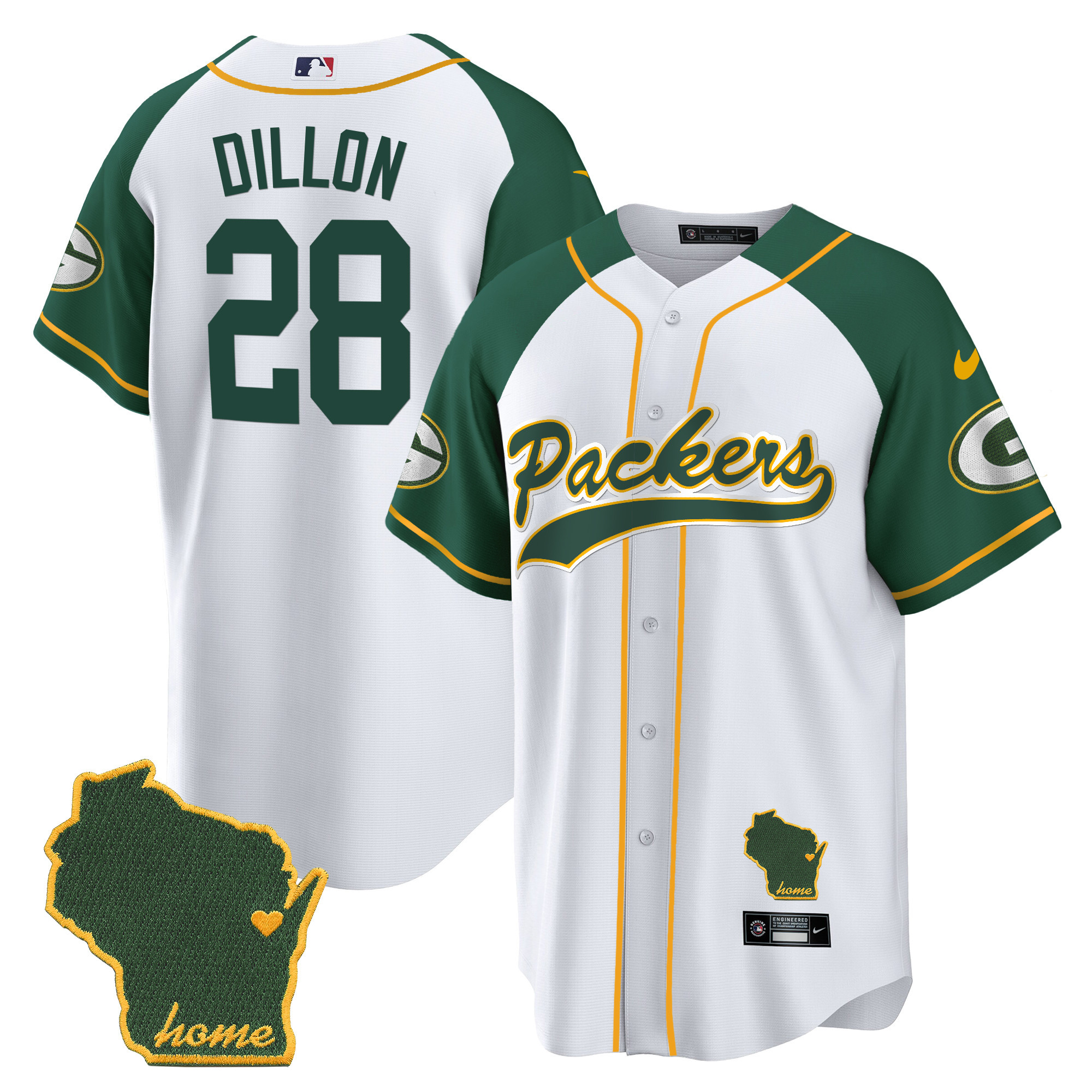 Men's Packers Home Patch Baseball Jersey - All Stitched - Image 37