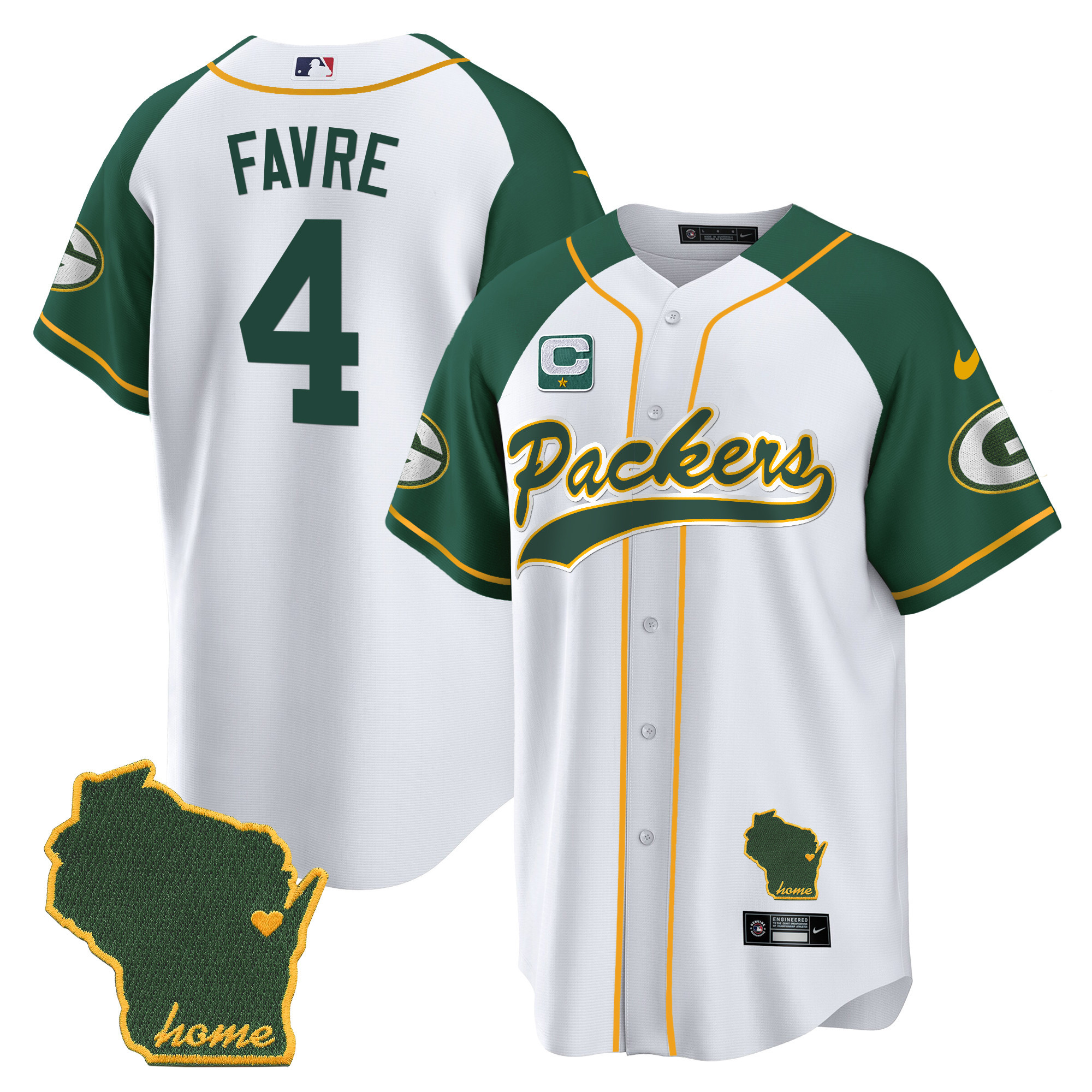 Men's Packers Home Patch Baseball Jersey - All Stitched - Image 40