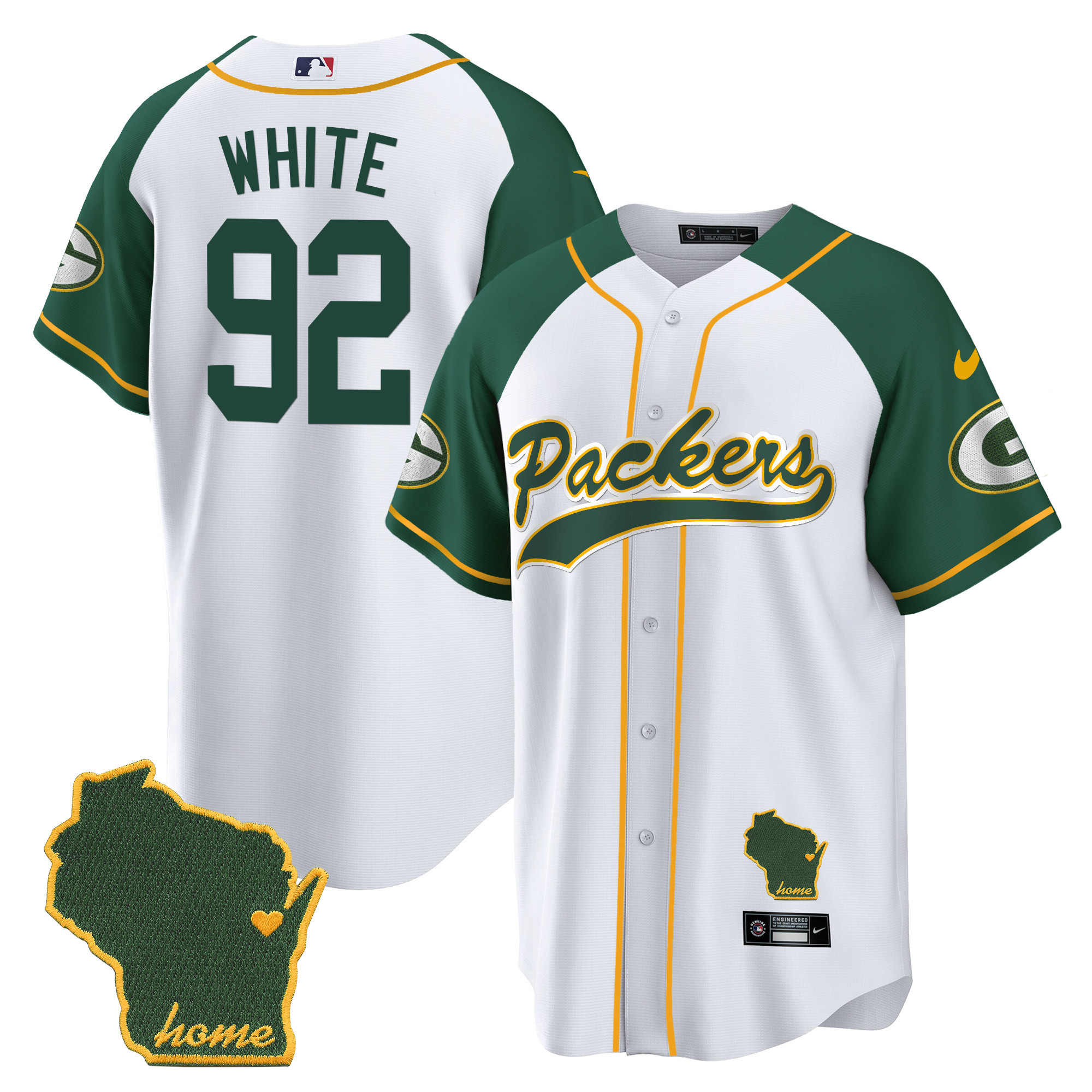 Men's Packers Home Patch Baseball Jersey - All Stitched - Image 41