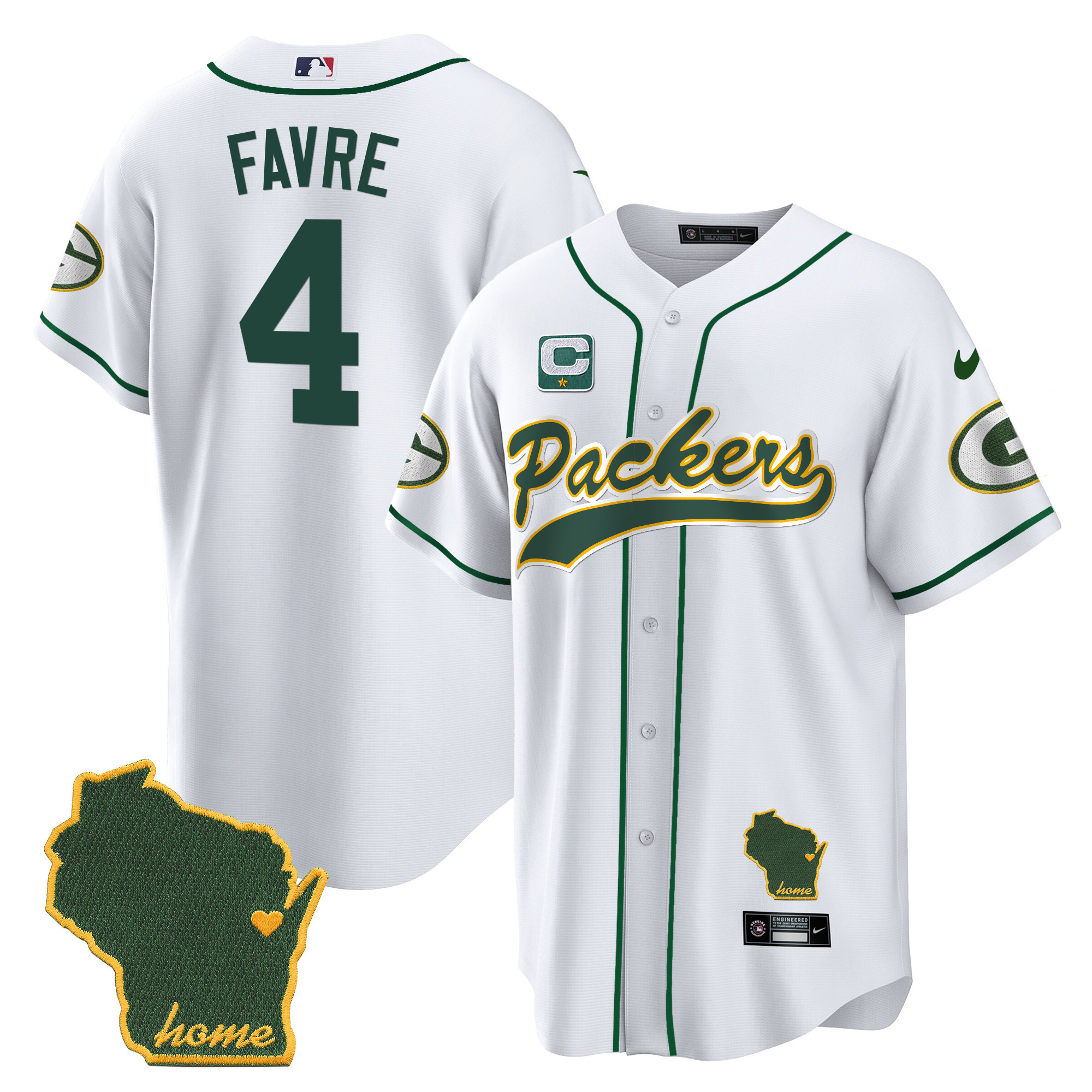 Men's Packers Home Patch Baseball Jersey - All Stitched - Image 19