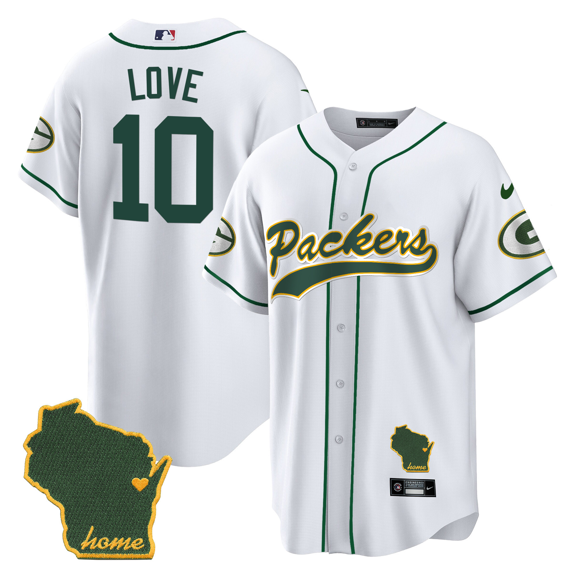 Men's Packers Home Patch Baseball Jersey - All Stitched - Image 15