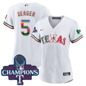 Women's Texas Rangers Mexico 2023 World Series Champions Baseball Jersey V2 - All Stitched