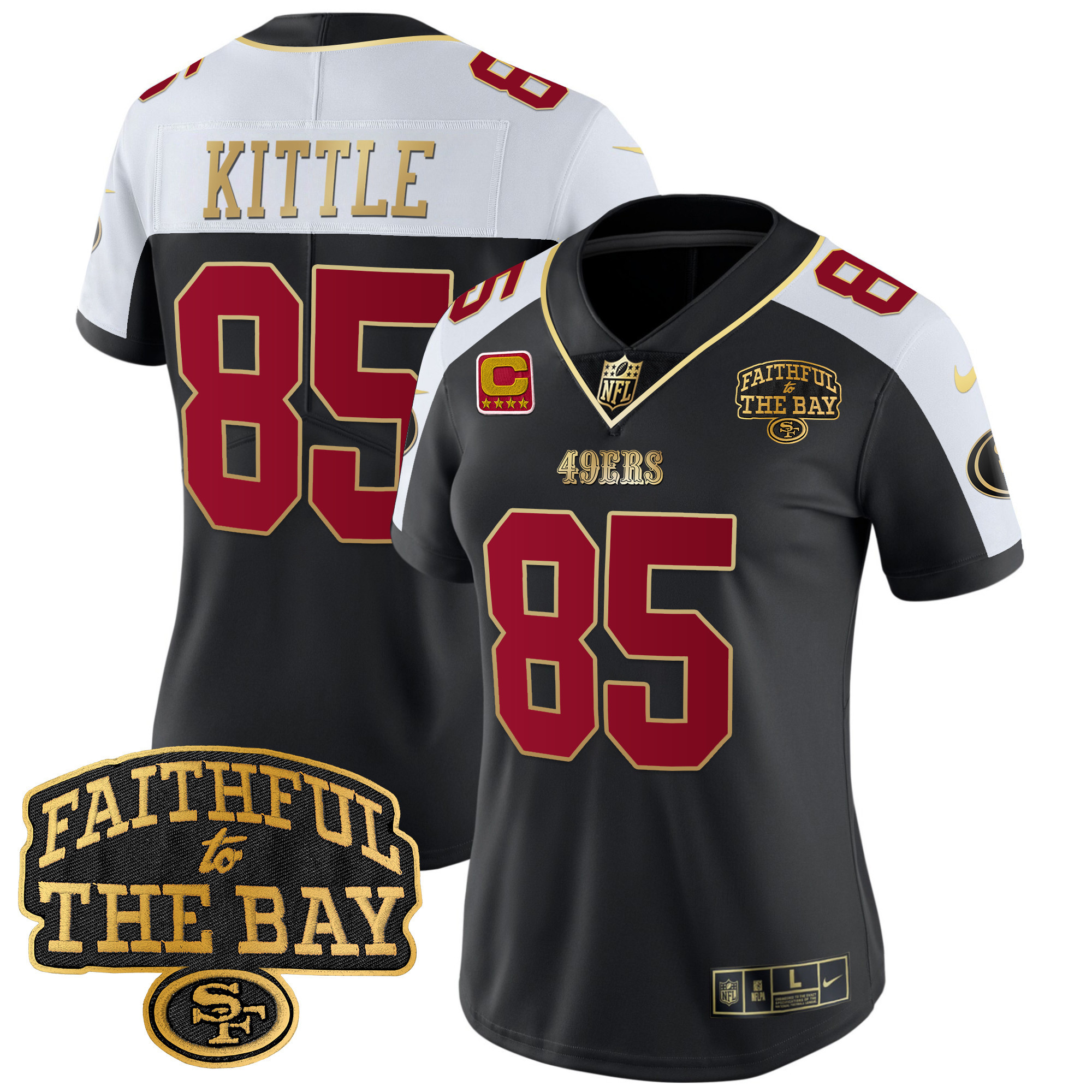 Women's 49ers Faithful To The Bay Patch Vapor Limited Jersey V8 - All Stitched - Image 4