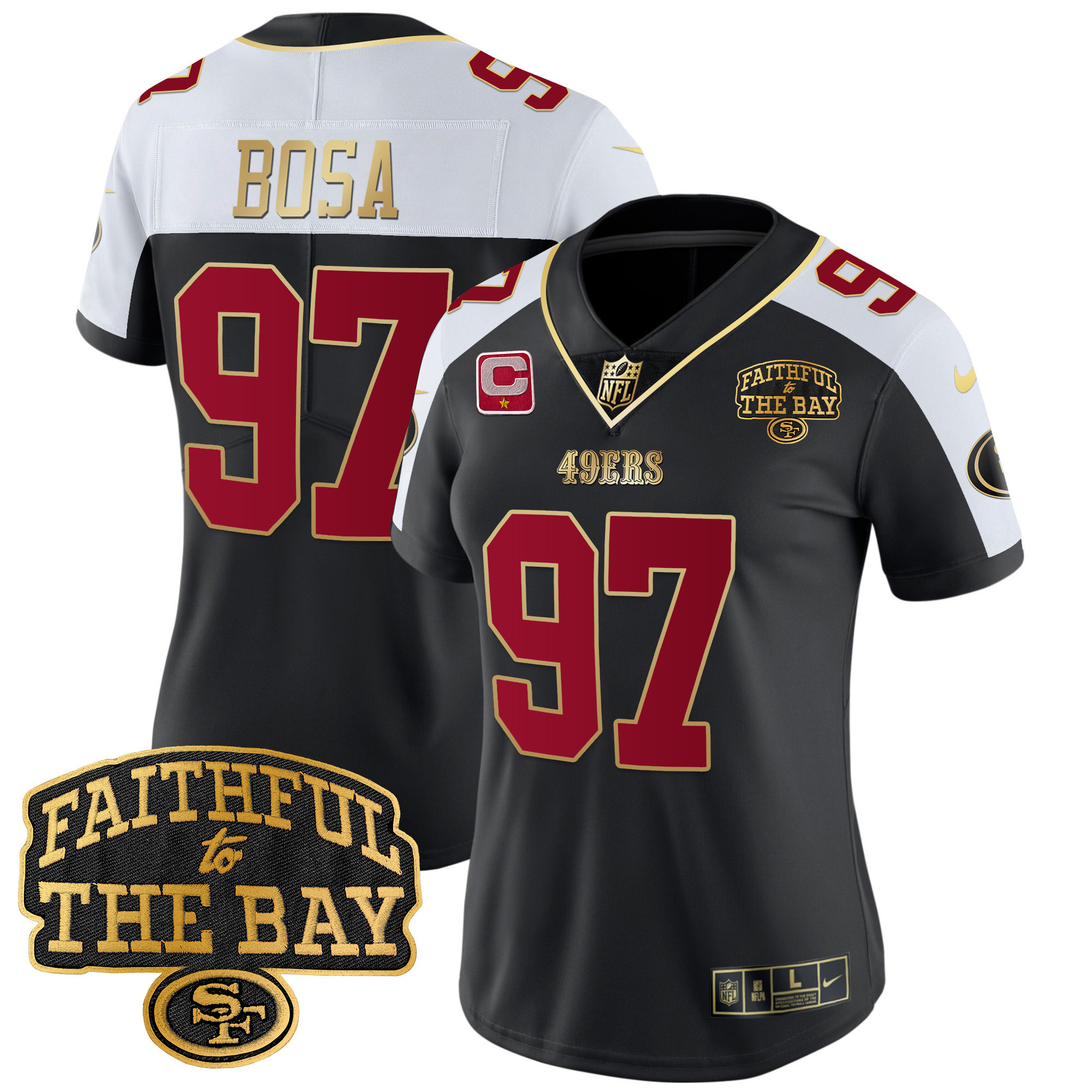 Women's 49ers Faithful To The Bay Patch Vapor Limited Jersey V8 - All Stitched - Image 7