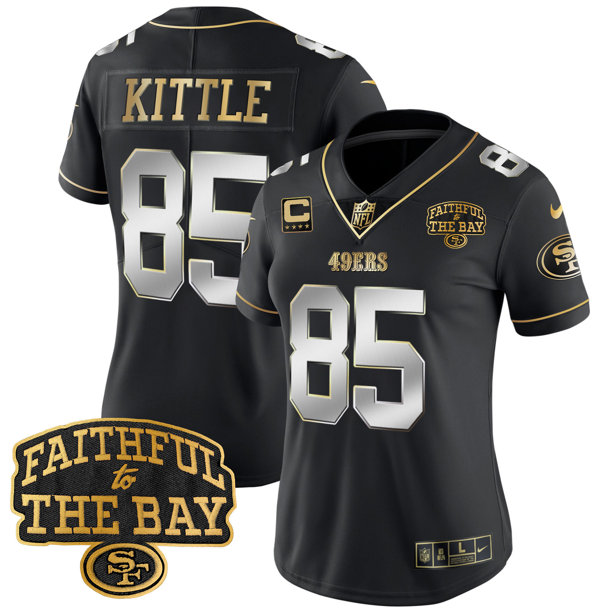 Women's 49ers Faithful To The Bay Patch Vapor Limited Jersey V8 - All Stitched - Image 34