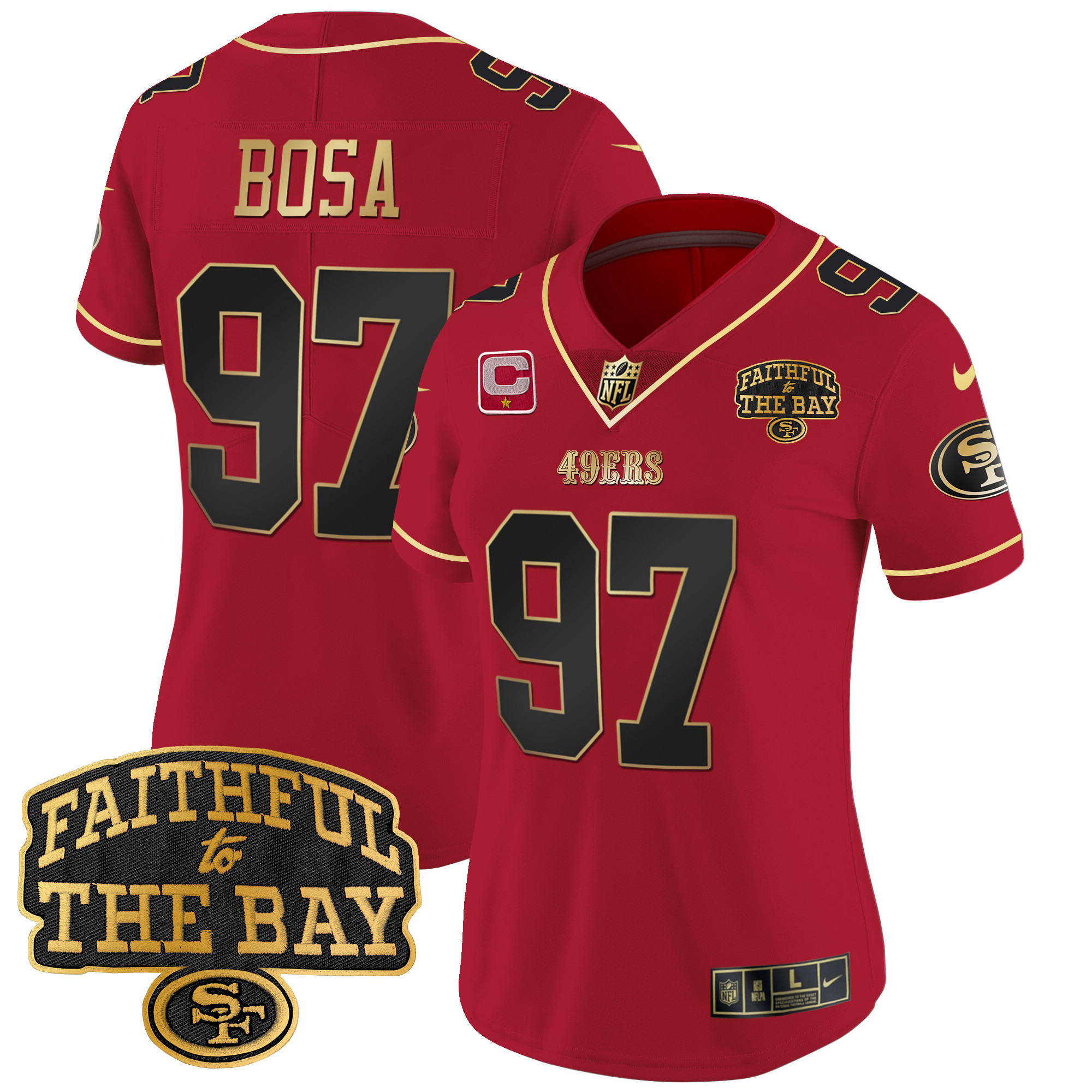 Women's 49ers Faithful To The Bay Patch Vapor Limited Jersey V8 - All Stitched - Image 27