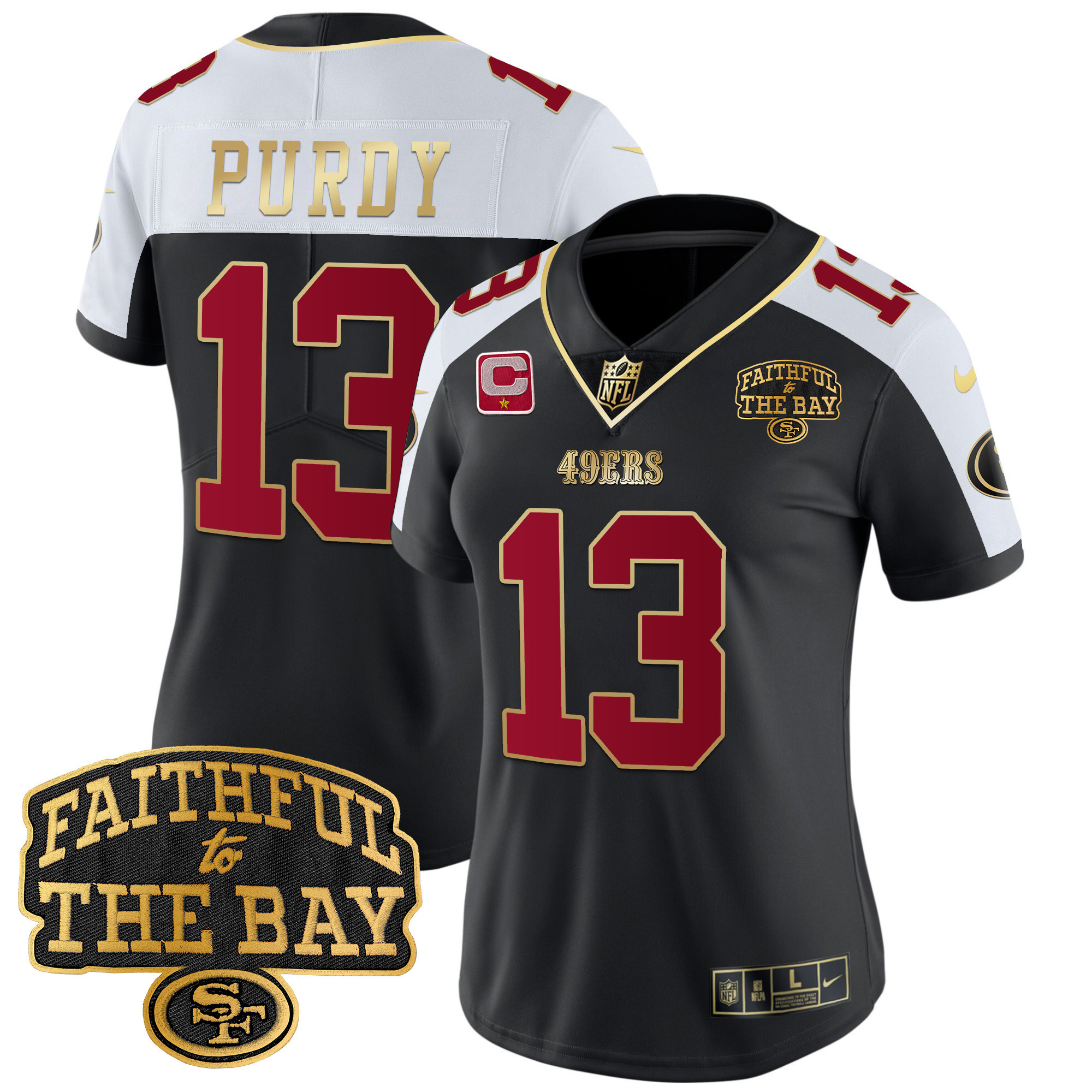 Women's 49ers Faithful To The Bay Patch Vapor Limited Jersey V8 - All Stitched - Image 3