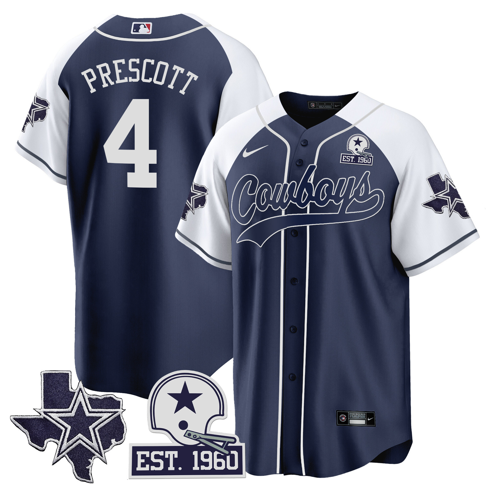 Men's Cowboys Texas Patch Baseball Jersey - All Stitched - Image 18