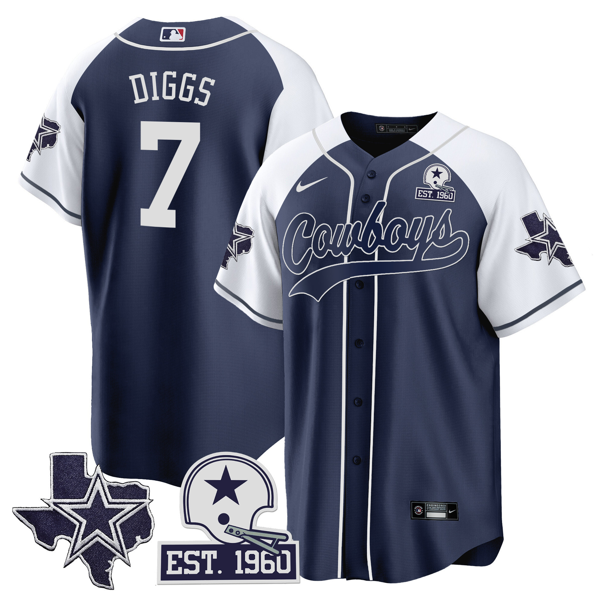 Men's Cowboys Texas Patch Baseball Jersey - All Stitched - Image 20