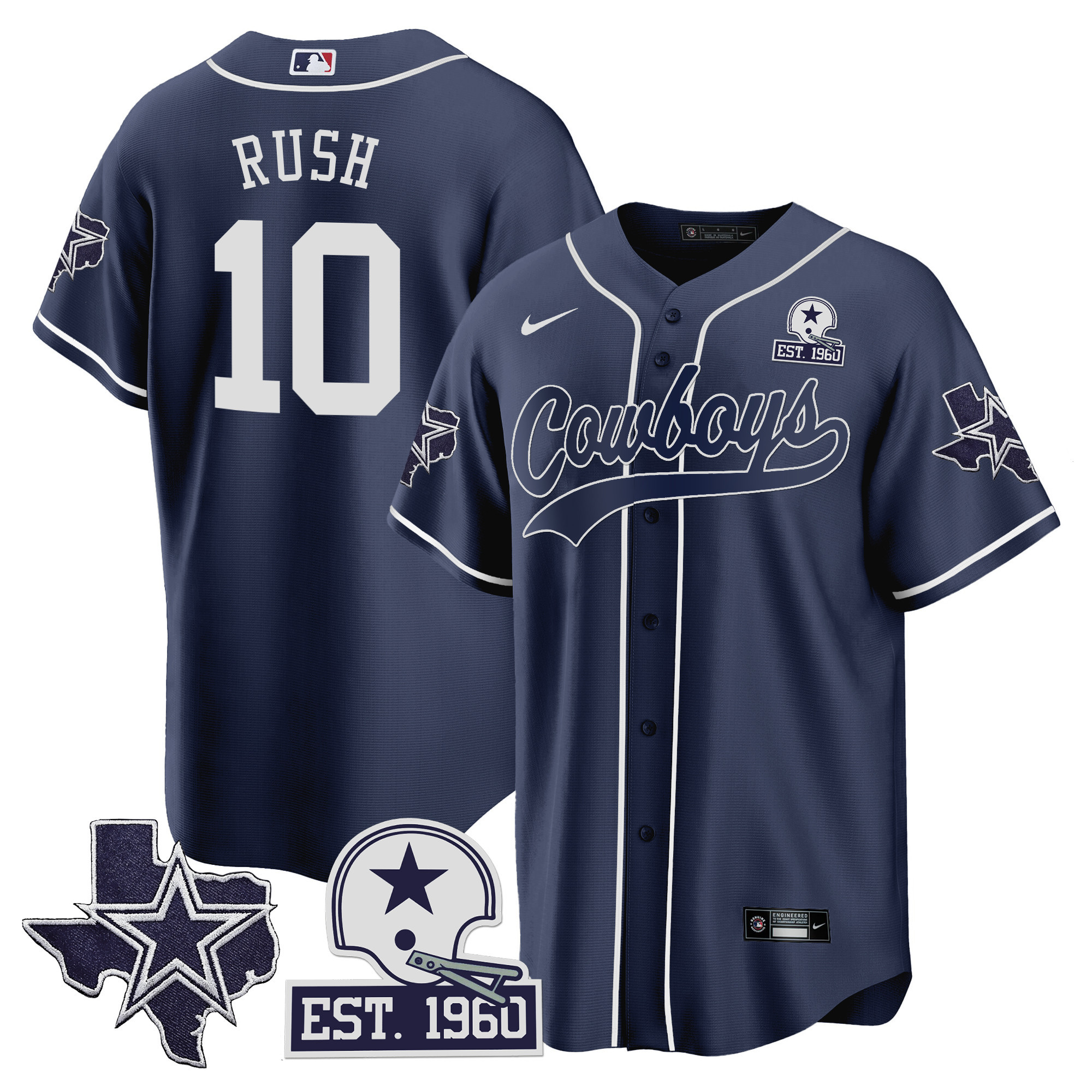 Men's Cowboys Texas Patch Baseball Jersey - All Stitched - Image 14