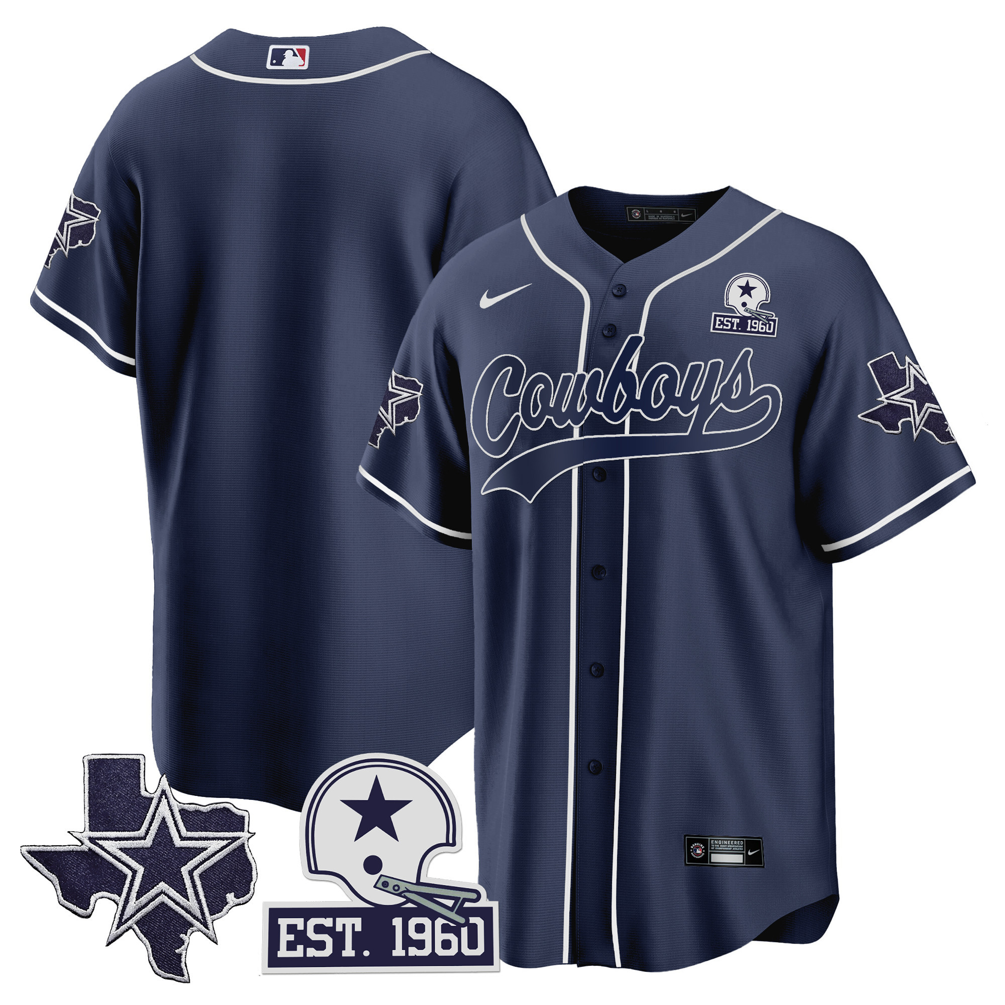 Men's Cowboys Texas Patch Baseball Jersey - All Stitched - Image 16