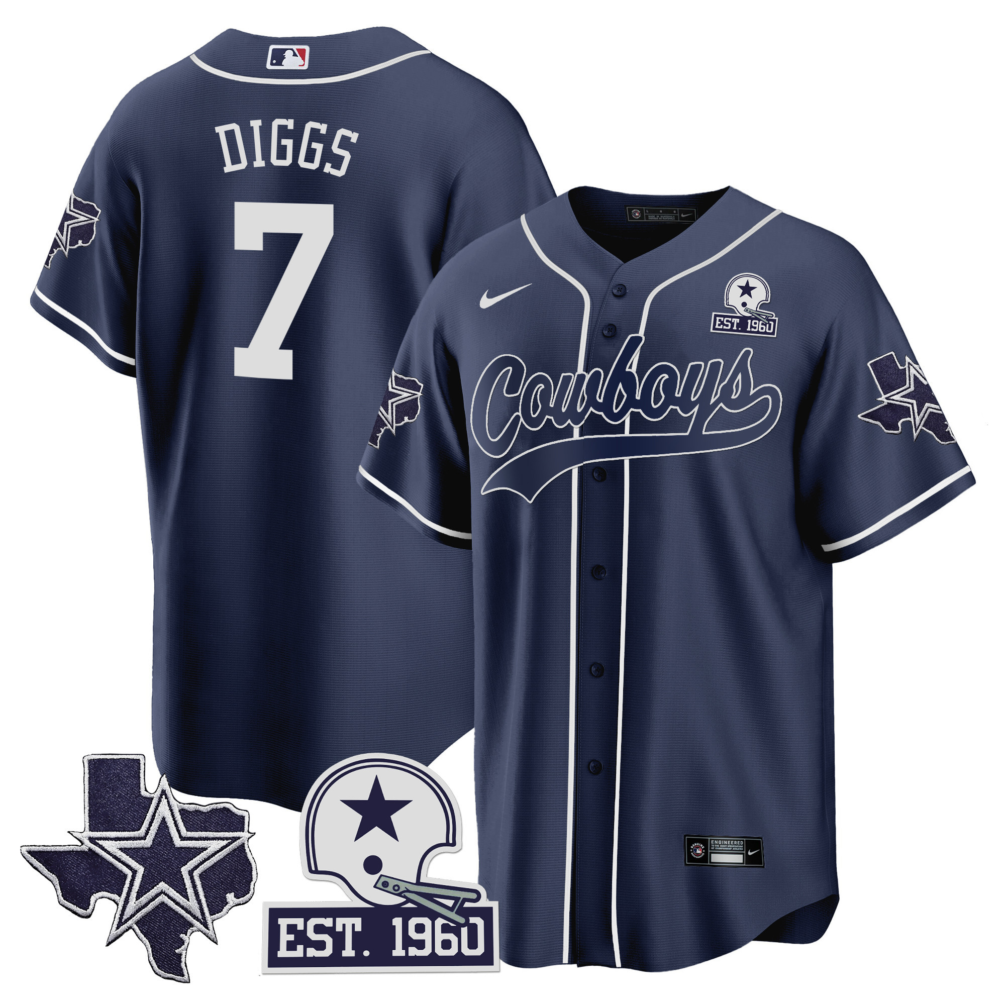 Men's Cowboys Texas Patch Baseball Jersey - All Stitched - Image 12