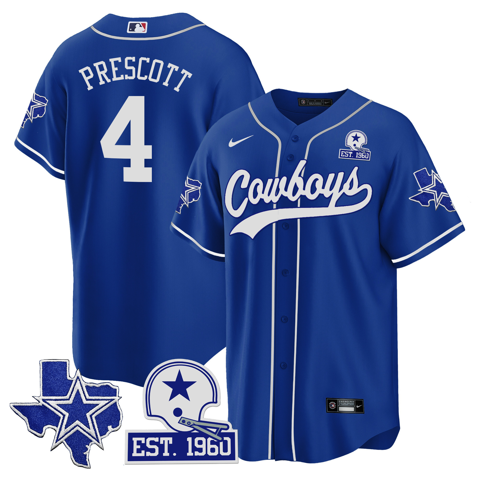 Men's Cowboys Texas Patch Baseball Jersey - All Stitched - Image 26