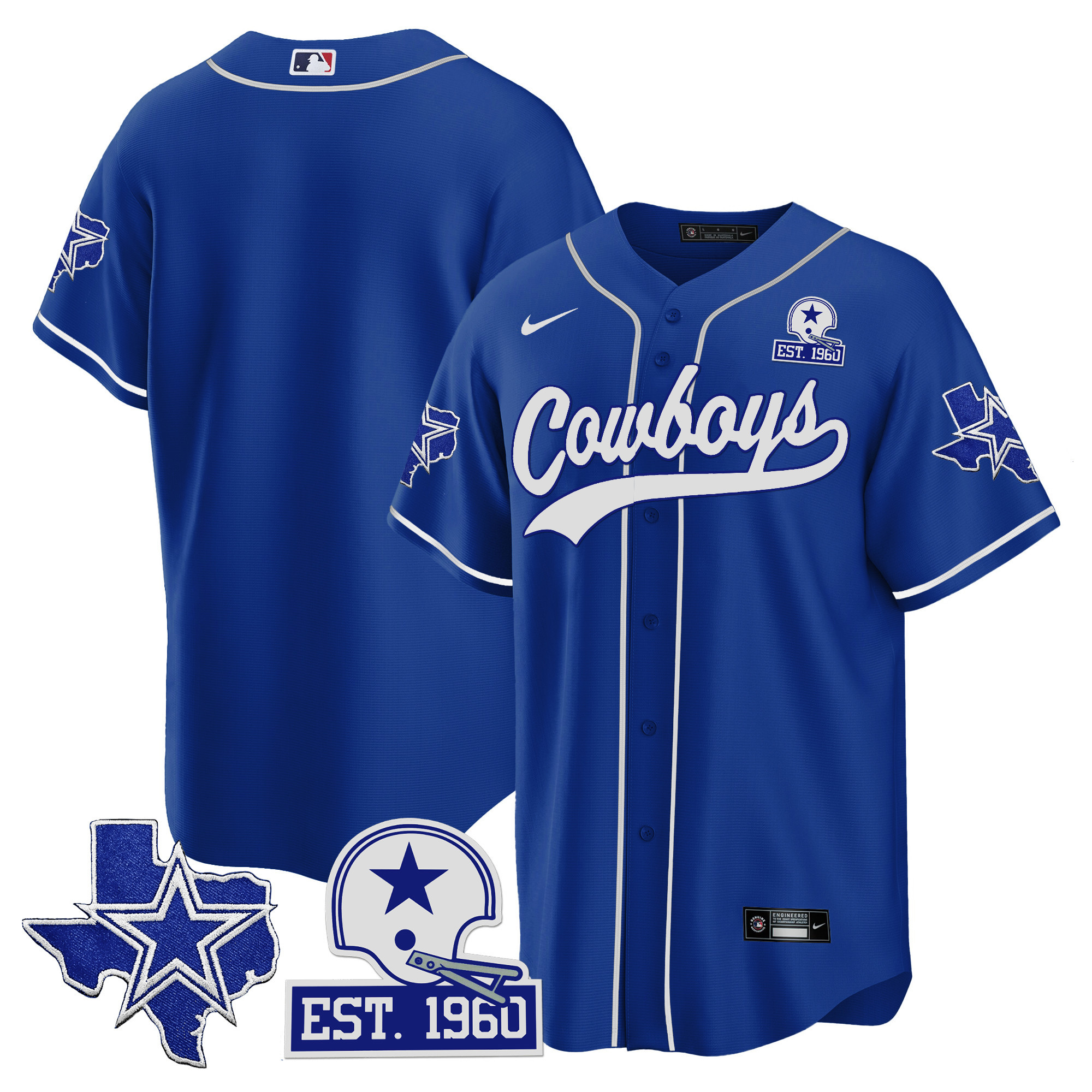 Men's Cowboys Texas Patch Baseball Jersey - All Stitched - Image 32