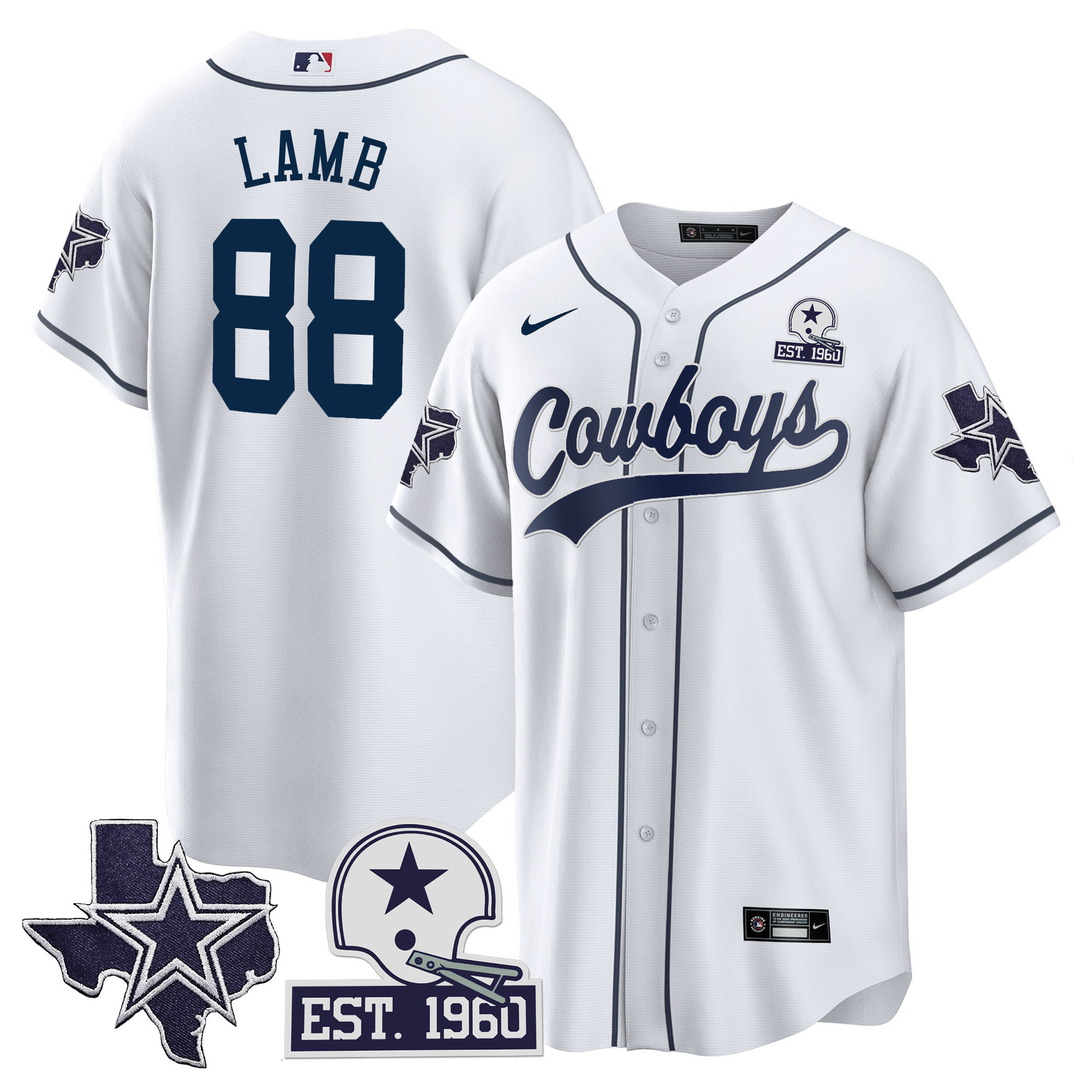 Men's Cowboys Texas Patch Baseball Jersey - All Stitched - Image 3
