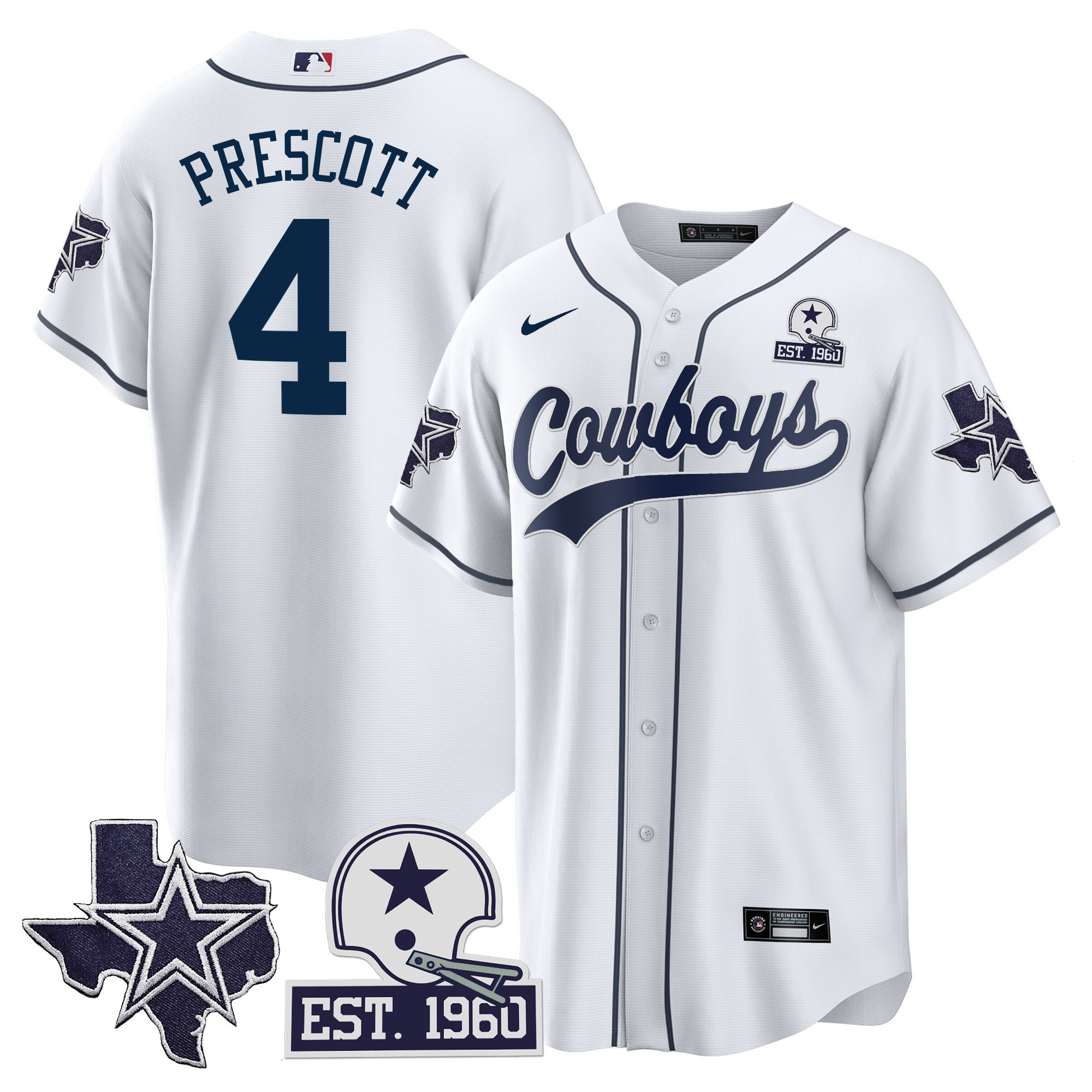 Men's Cowboys Texas Patch Baseball Jersey - All Stitched - Image 2