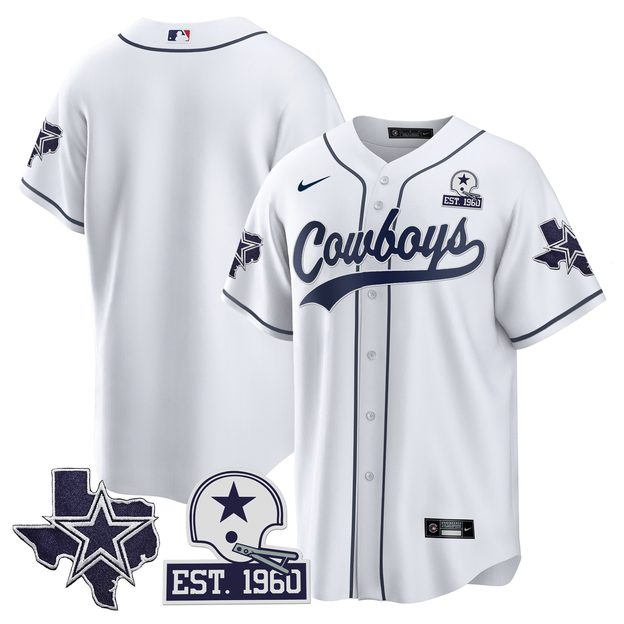 Men's Cowboys Texas Patch Baseball Jersey - All Stitched - Image 8