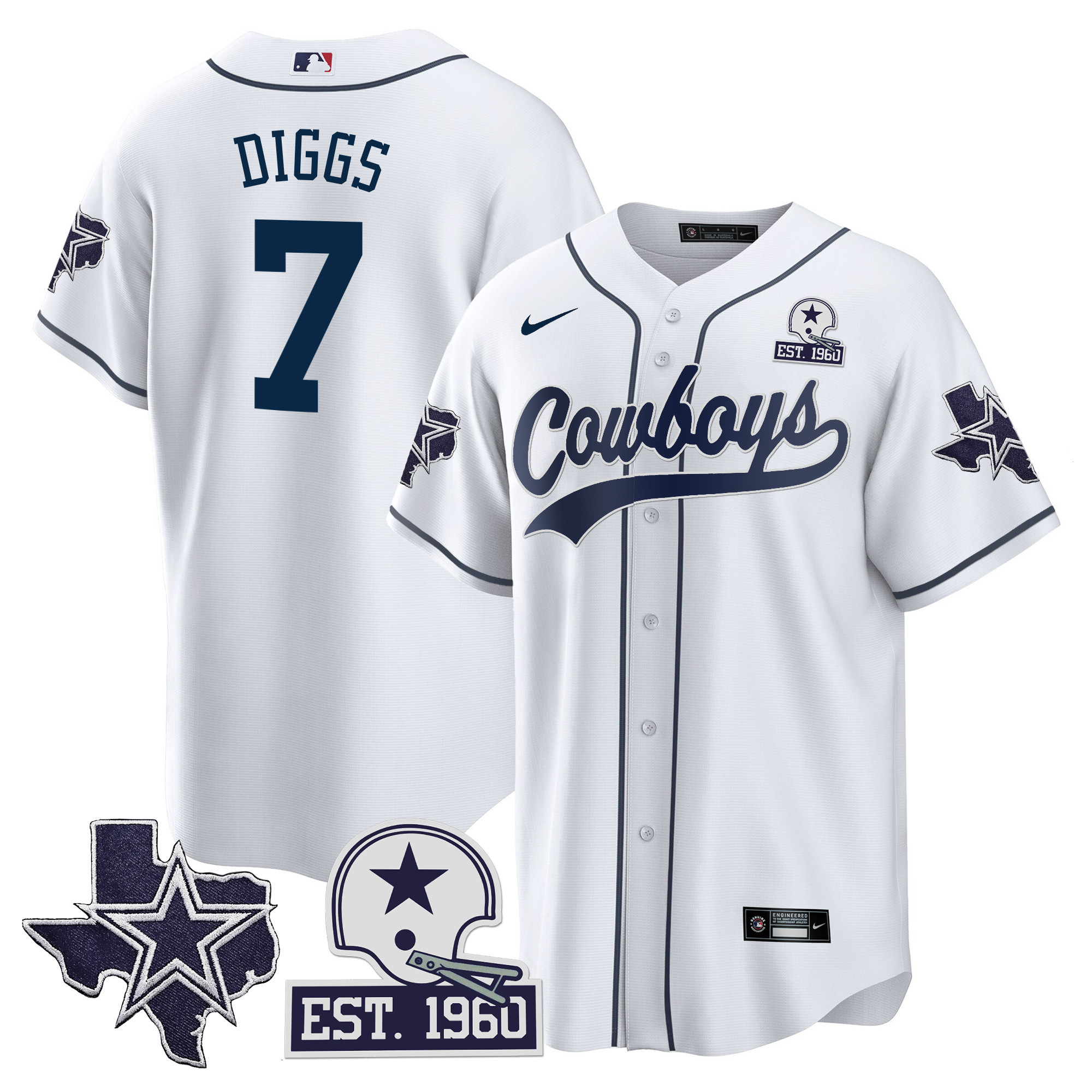 Men's Cowboys Texas Patch Baseball Jersey - All Stitched - Image 4