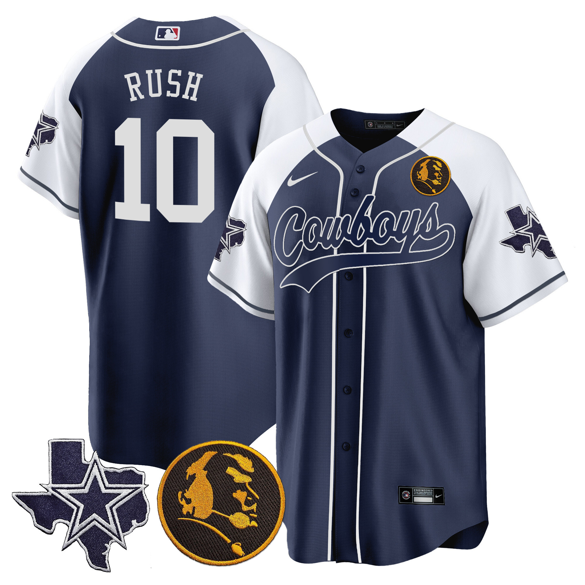 Men's Cowboys Texas & John Madden Patch Baseball Jersey - All Stitched - Image 22