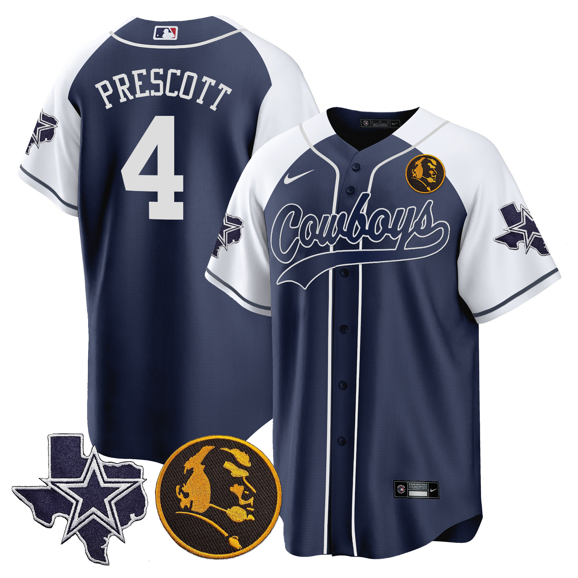 Men's Cowboys Texas & John Madden Patch Baseball Jersey - All Stitched - Image 18