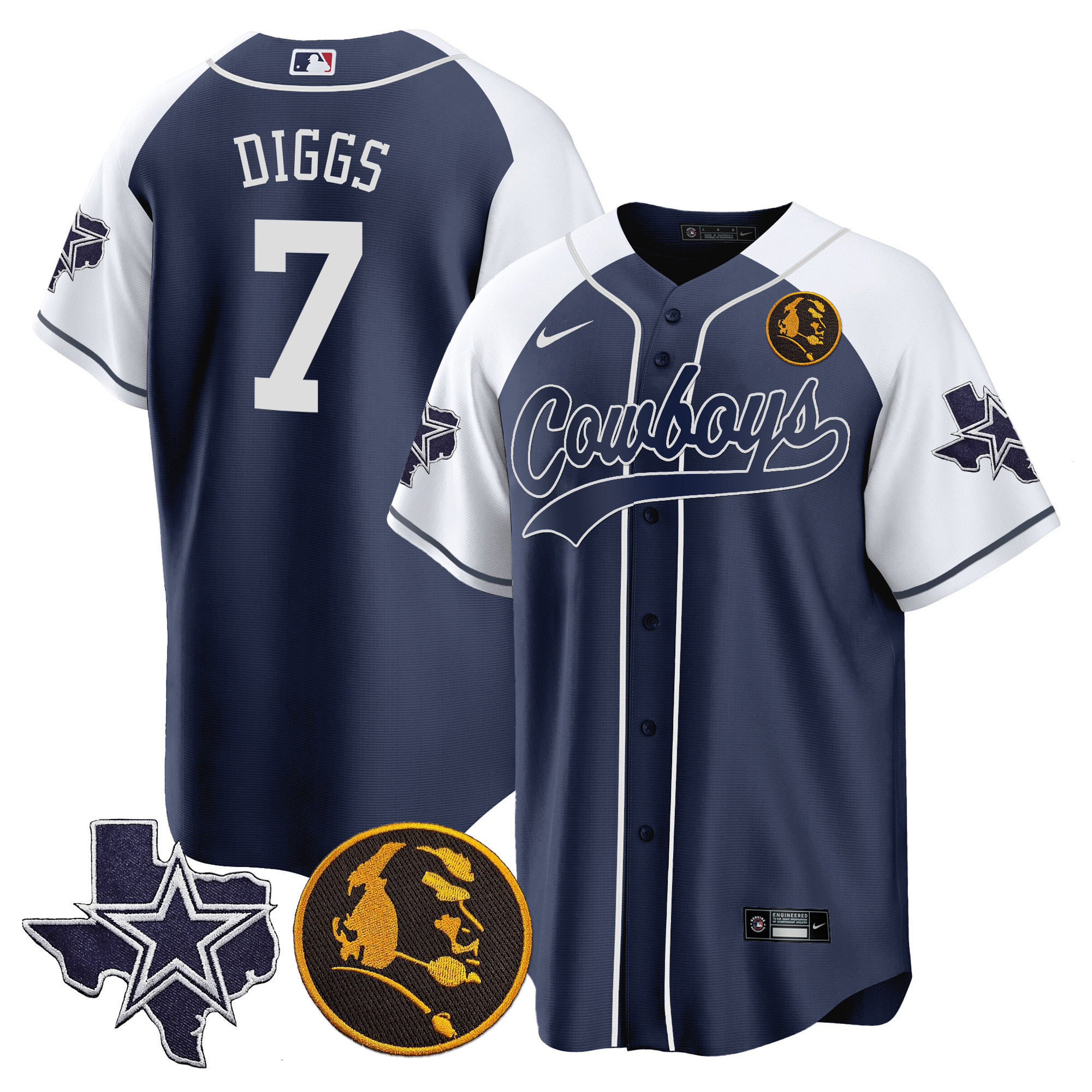 Men's Cowboys Texas & John Madden Patch Baseball Jersey - All Stitched - Image 20