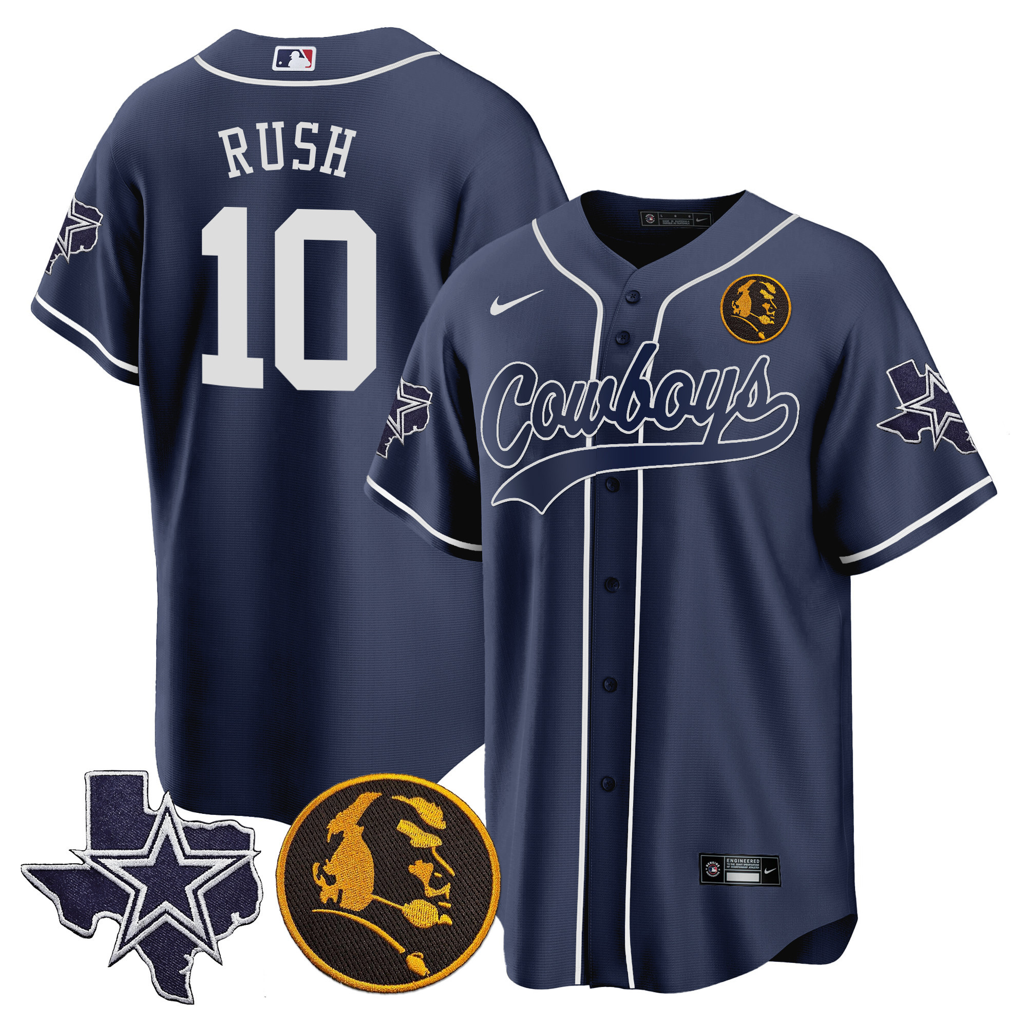 Men's Cowboys Texas & John Madden Patch Baseball Jersey - All Stitched - Image 14