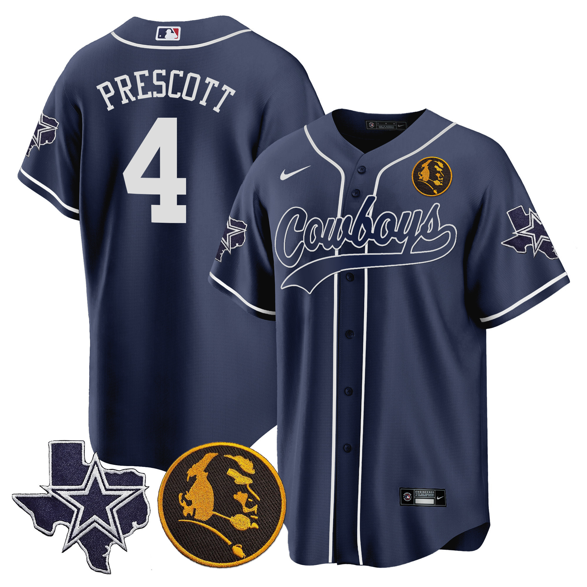 Men's Cowboys Texas & John Madden Patch Baseball Jersey - All Stitched - Image 10