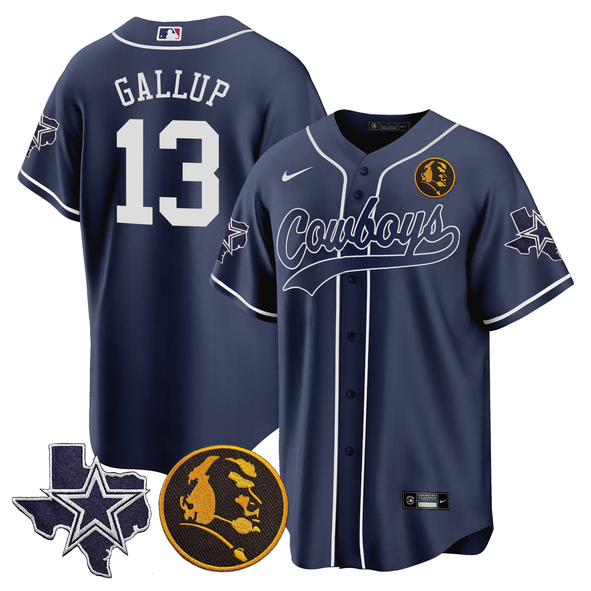 Men's Cowboys Texas & John Madden Patch Baseball Jersey - All Stitched - Image 13