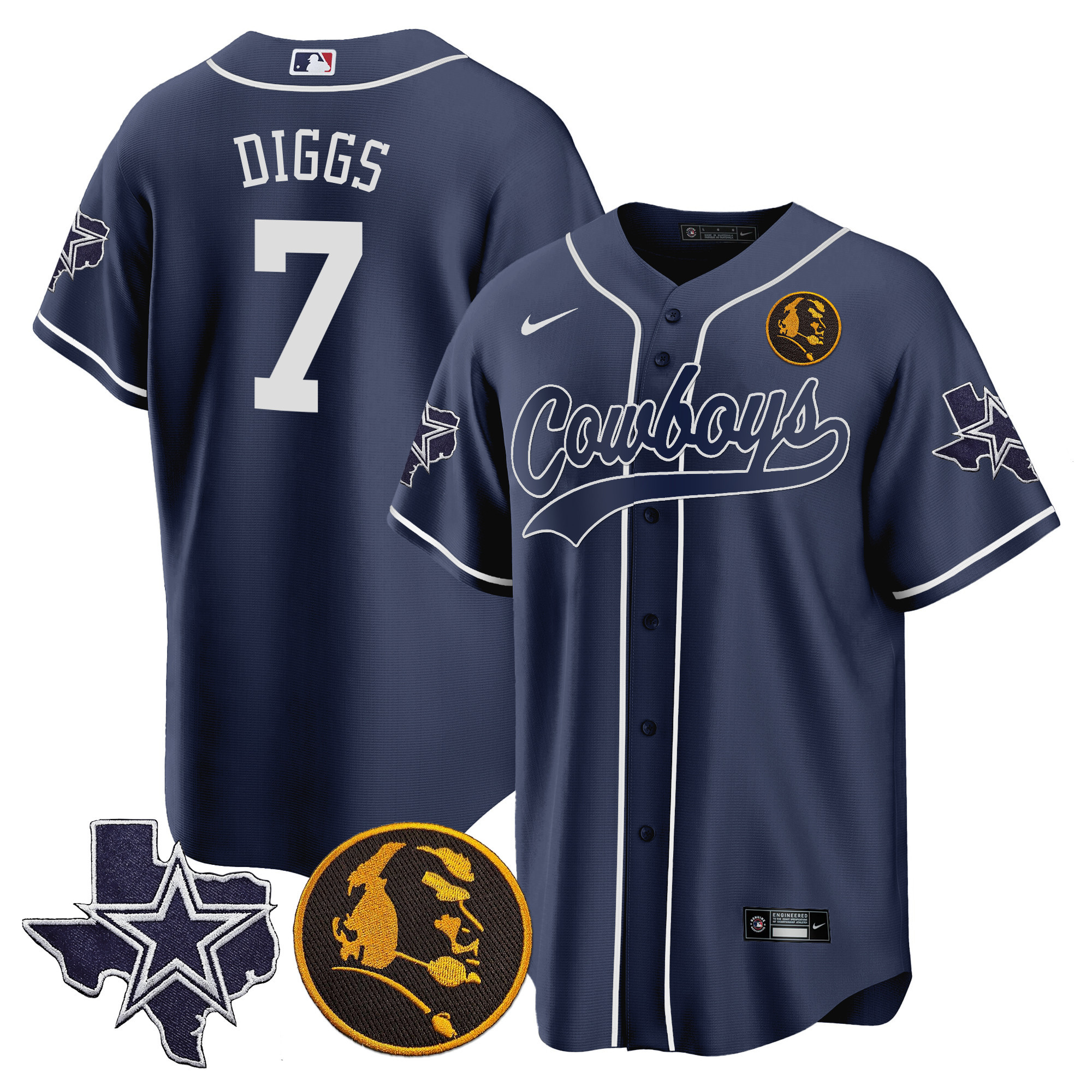 Men's Cowboys Texas & John Madden Patch Baseball Jersey - All Stitched - Image 12