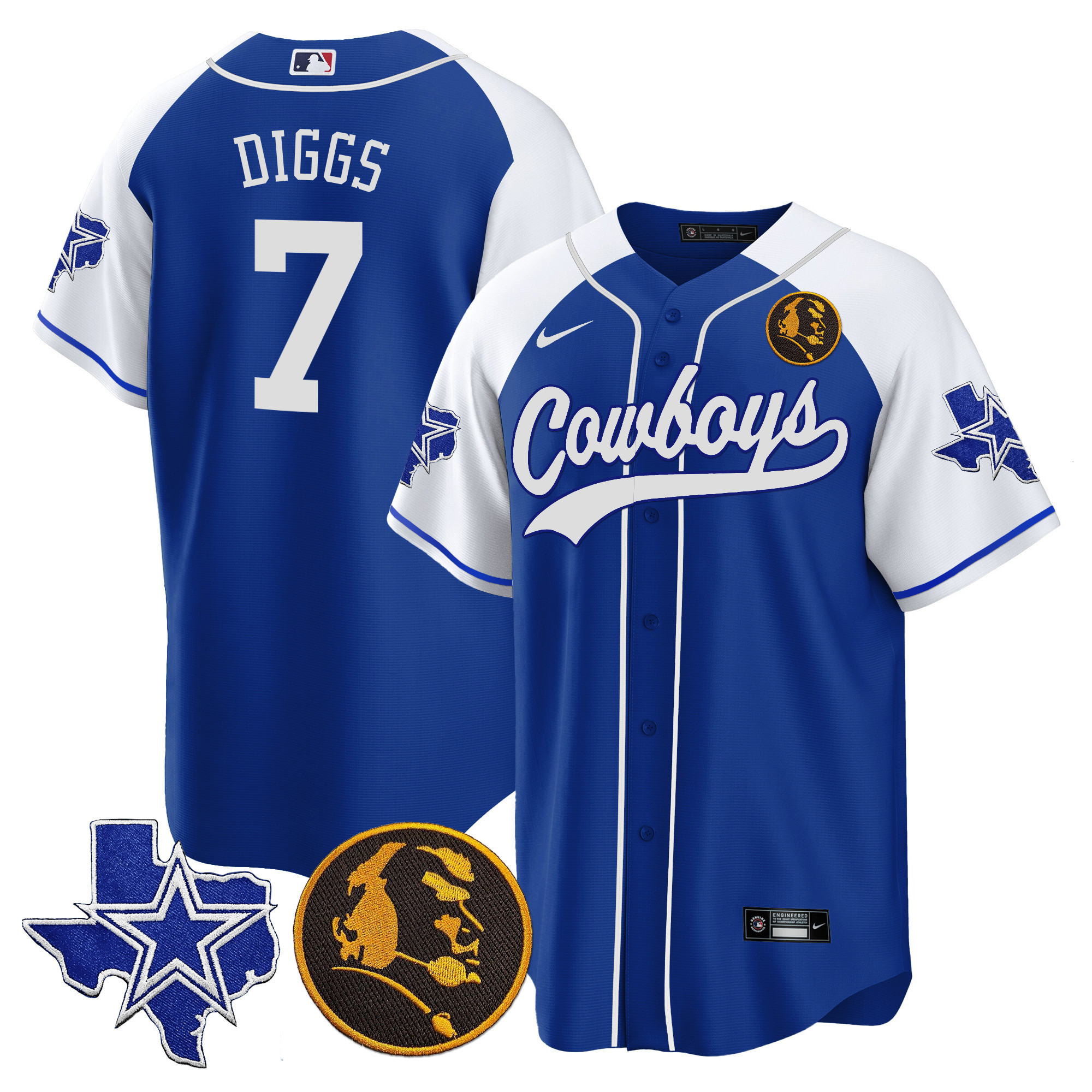 Men's Cowboys Texas & John Madden Patch Baseball Jersey - All Stitched - Image 36