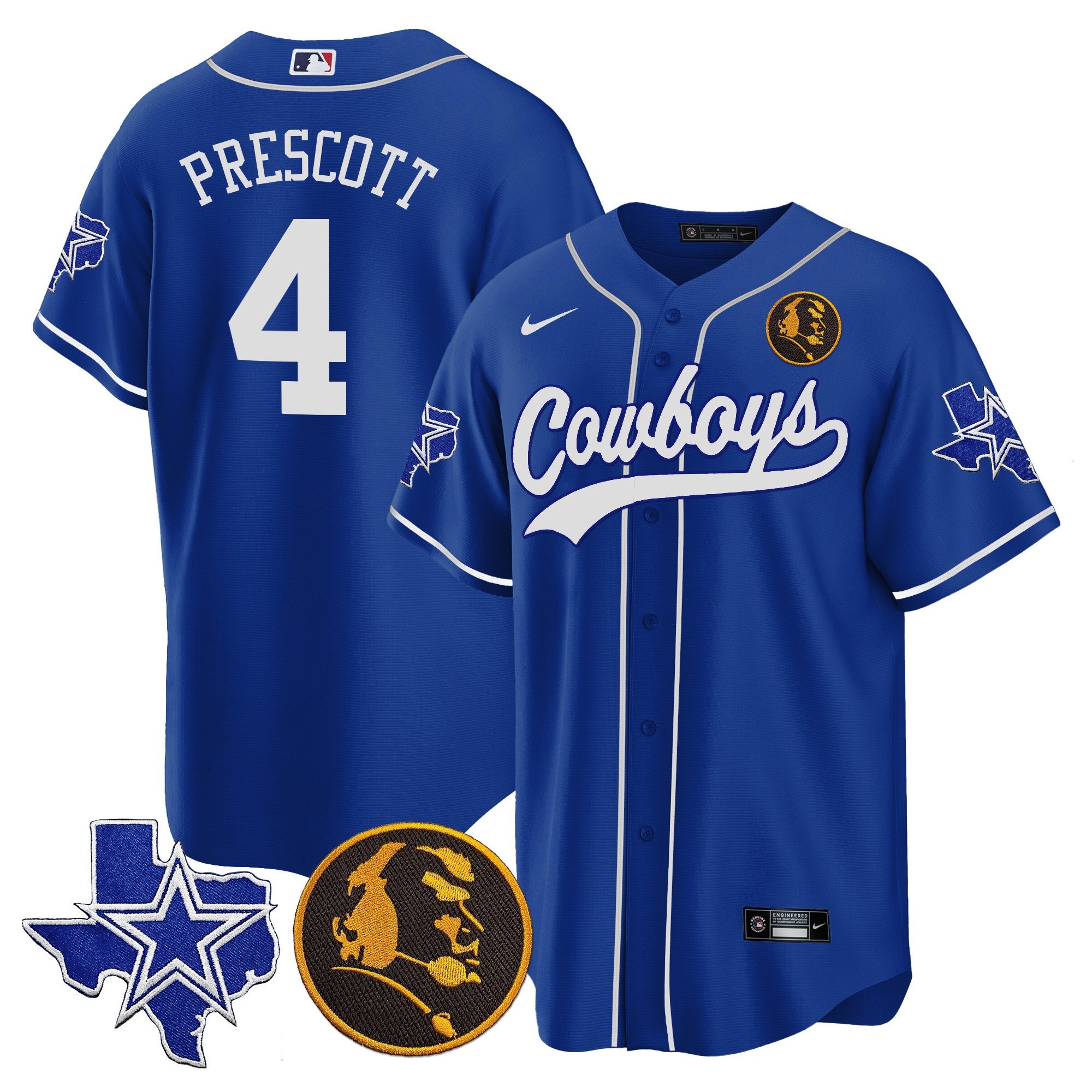 Men's Cowboys Texas & John Madden Patch Baseball Jersey - All Stitched - Image 26