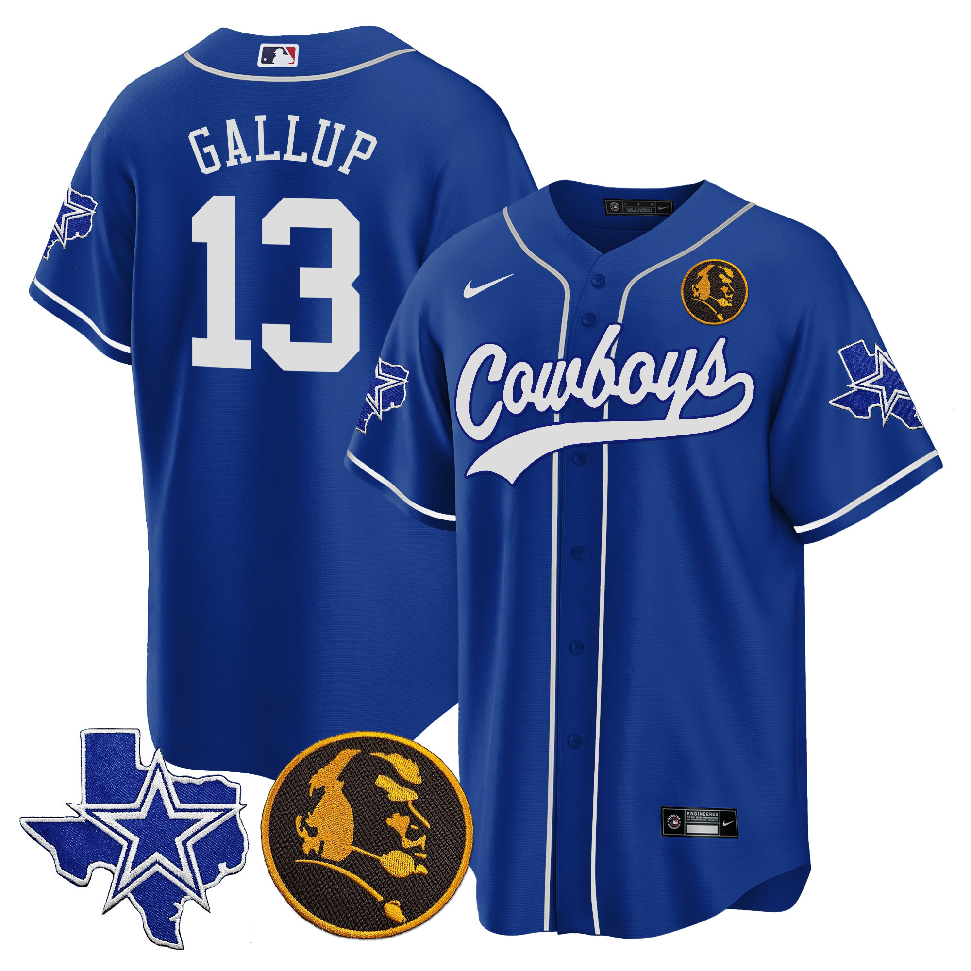 Men's Cowboys Texas & John Madden Patch Baseball Jersey - All Stitched - Image 29