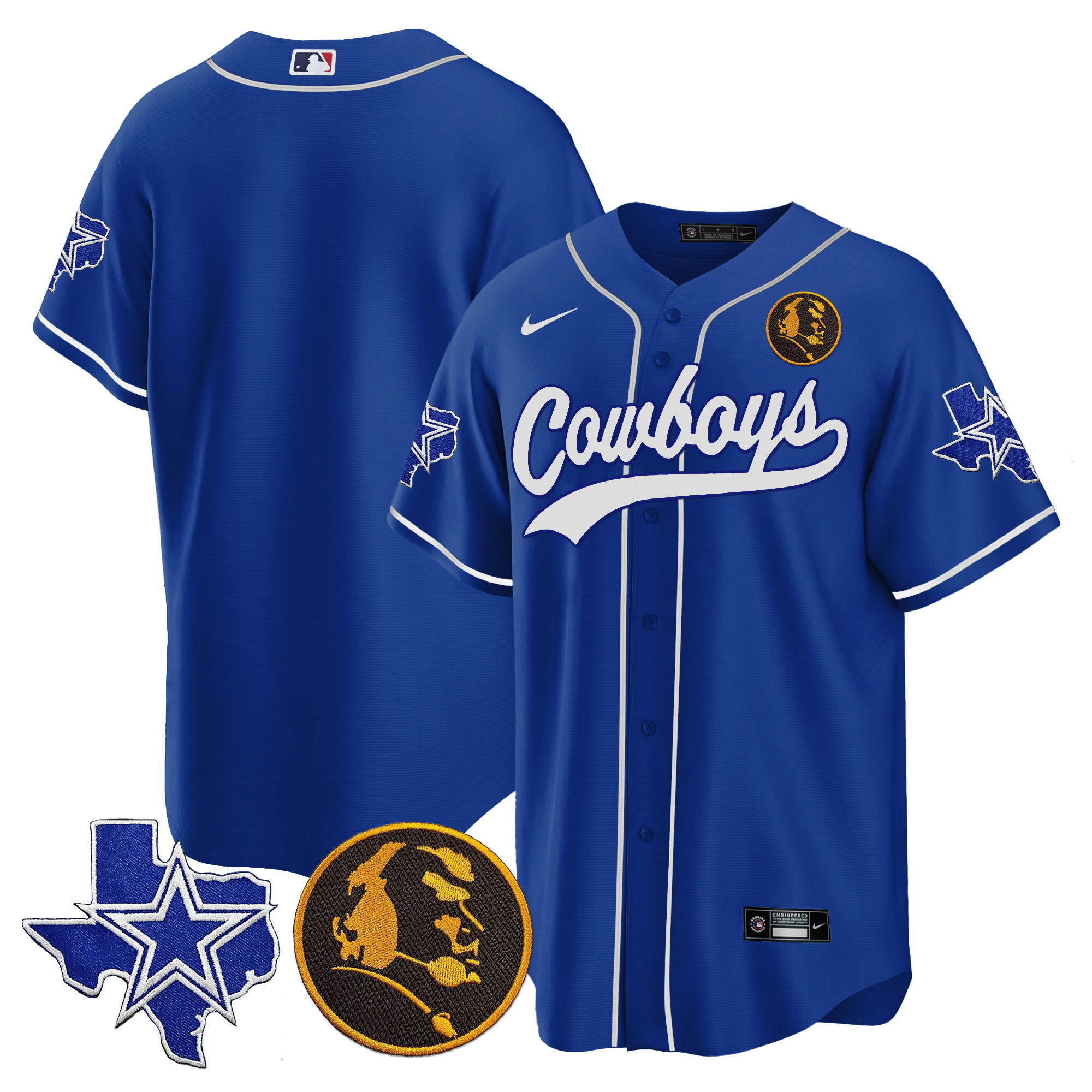 Men's Cowboys Texas & John Madden Patch Baseball Jersey - All Stitched - Image 32