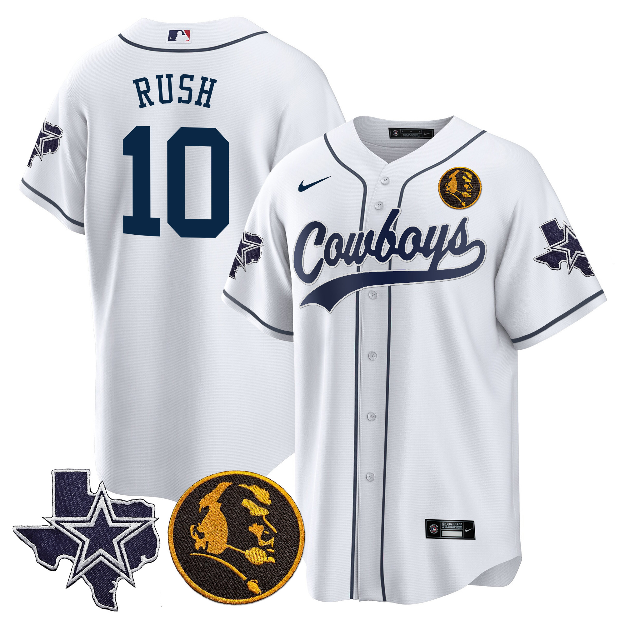 Men's Cowboys Texas & John Madden Patch Baseball Jersey - All Stitched - Image 6