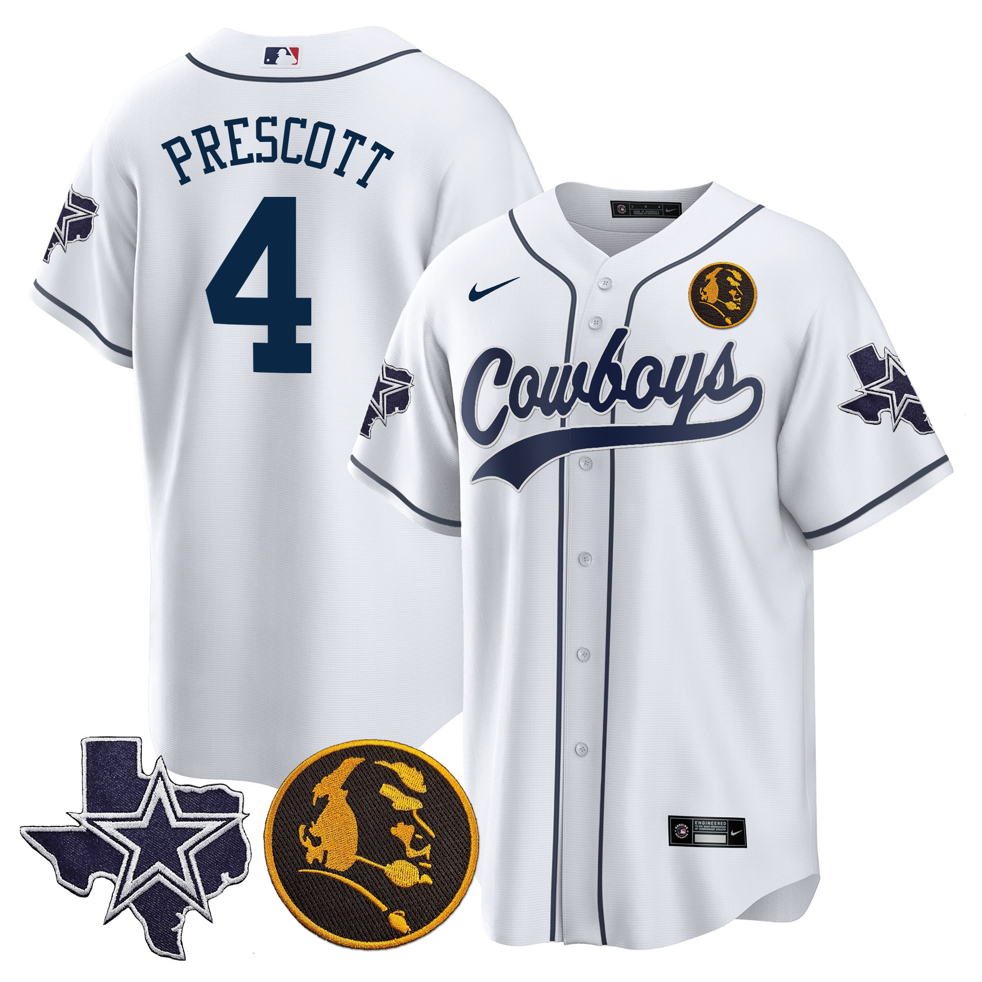 Men's Cowboys Texas & John Madden Patch Baseball Jersey - All Stitched - Image 2
