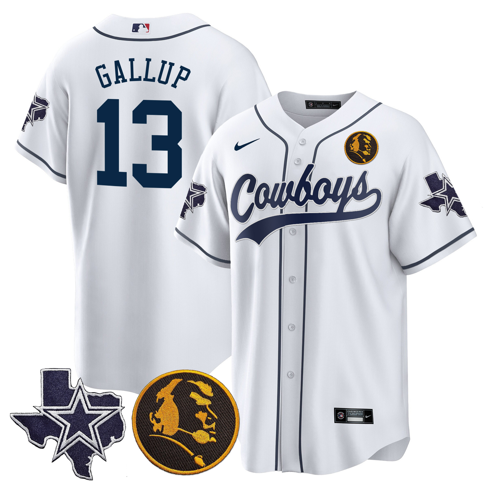 Men's Cowboys Texas & John Madden Patch Baseball Jersey - All Stitched - Image 5