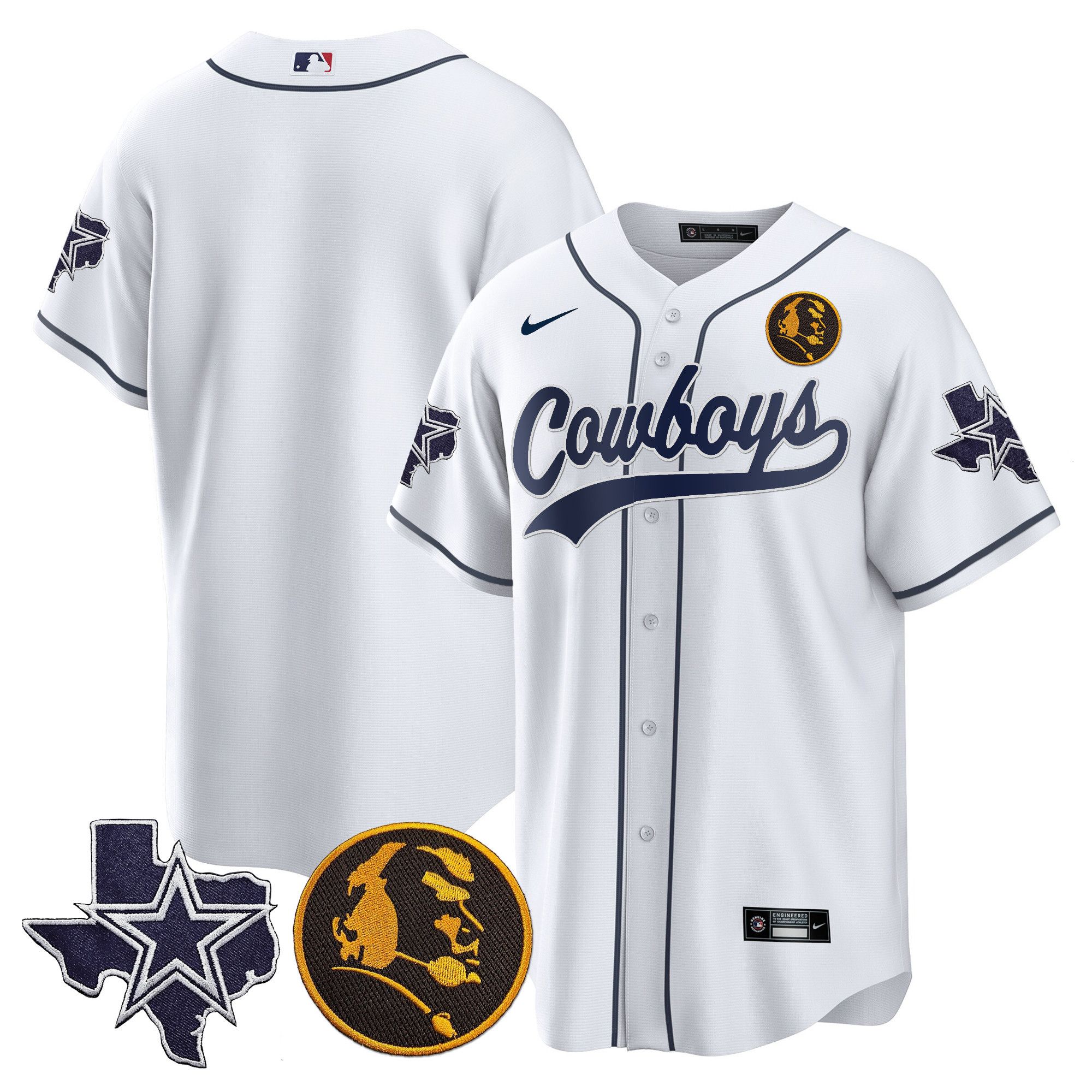 Men's Cowboys Texas & John Madden Patch Baseball Jersey - All Stitched - Image 8