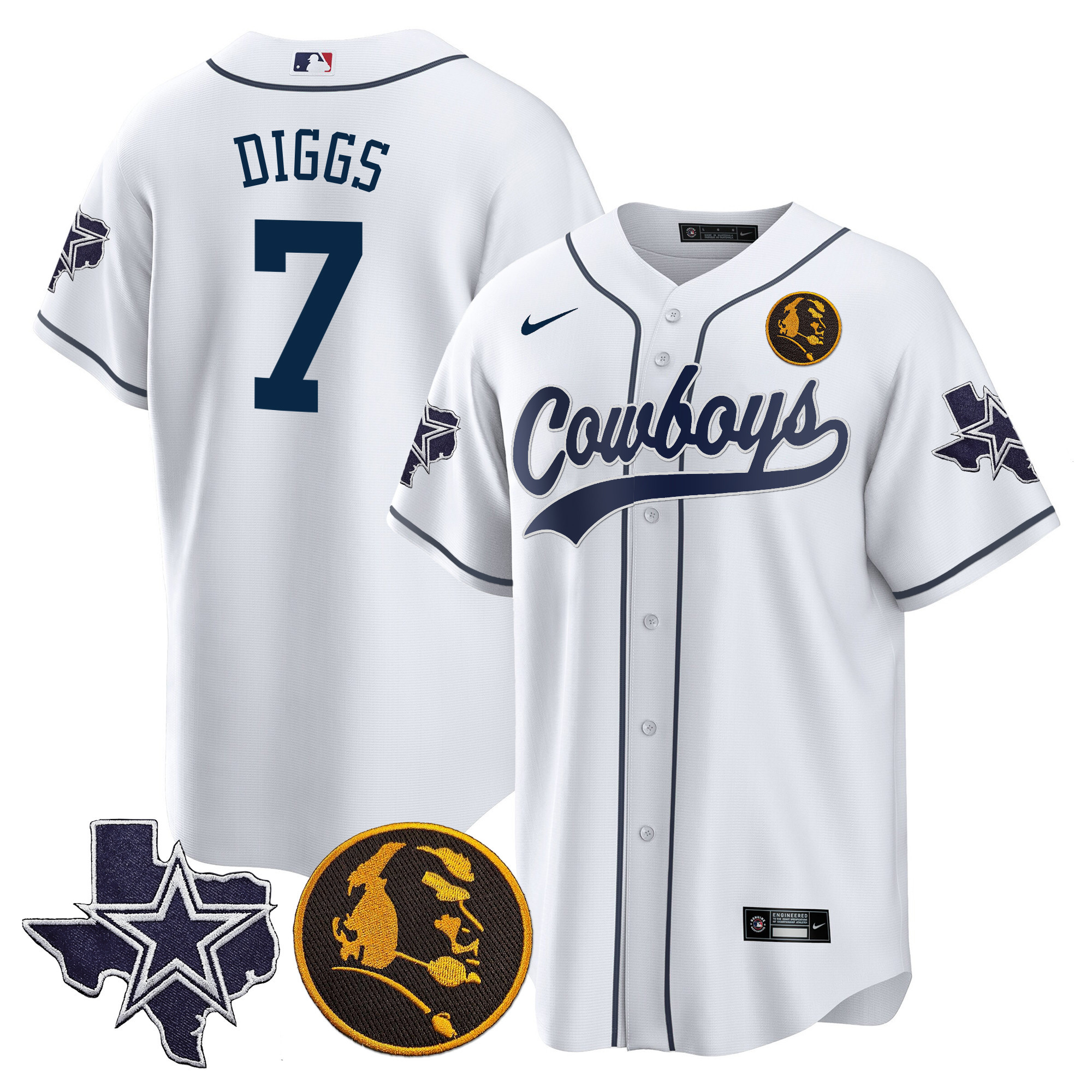 Men's Cowboys Texas & John Madden Patch Baseball Jersey - All Stitched - Image 4