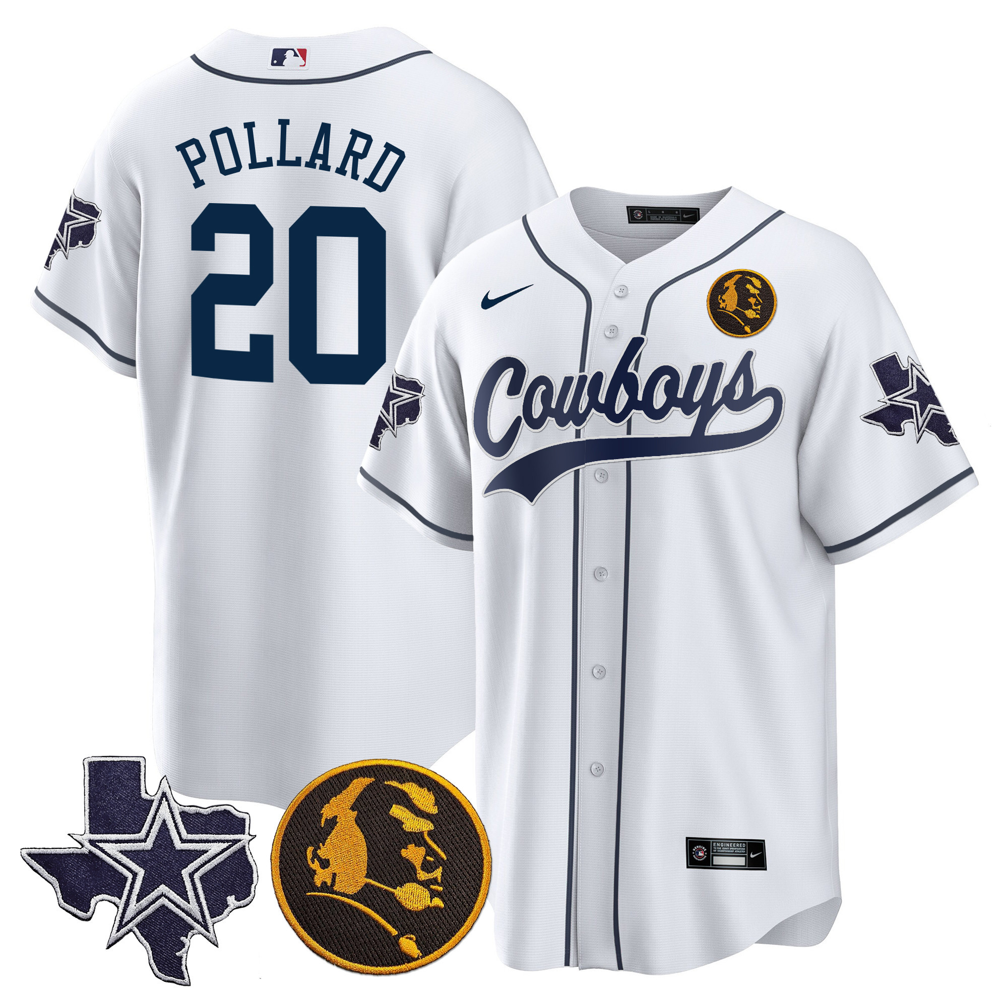 Men's Cowboys Texas & John Madden Patch Baseball Jersey - All Stitched - Image 7