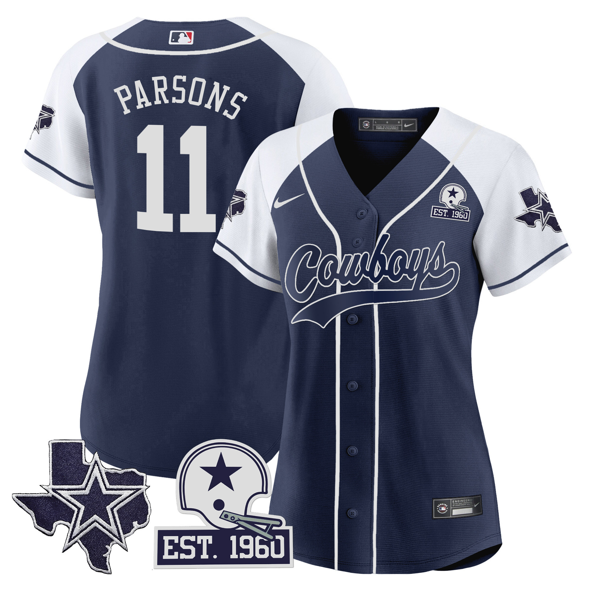 Women's Cowboys Texas Patch Baseball Jersey - All Stitched - Image 17