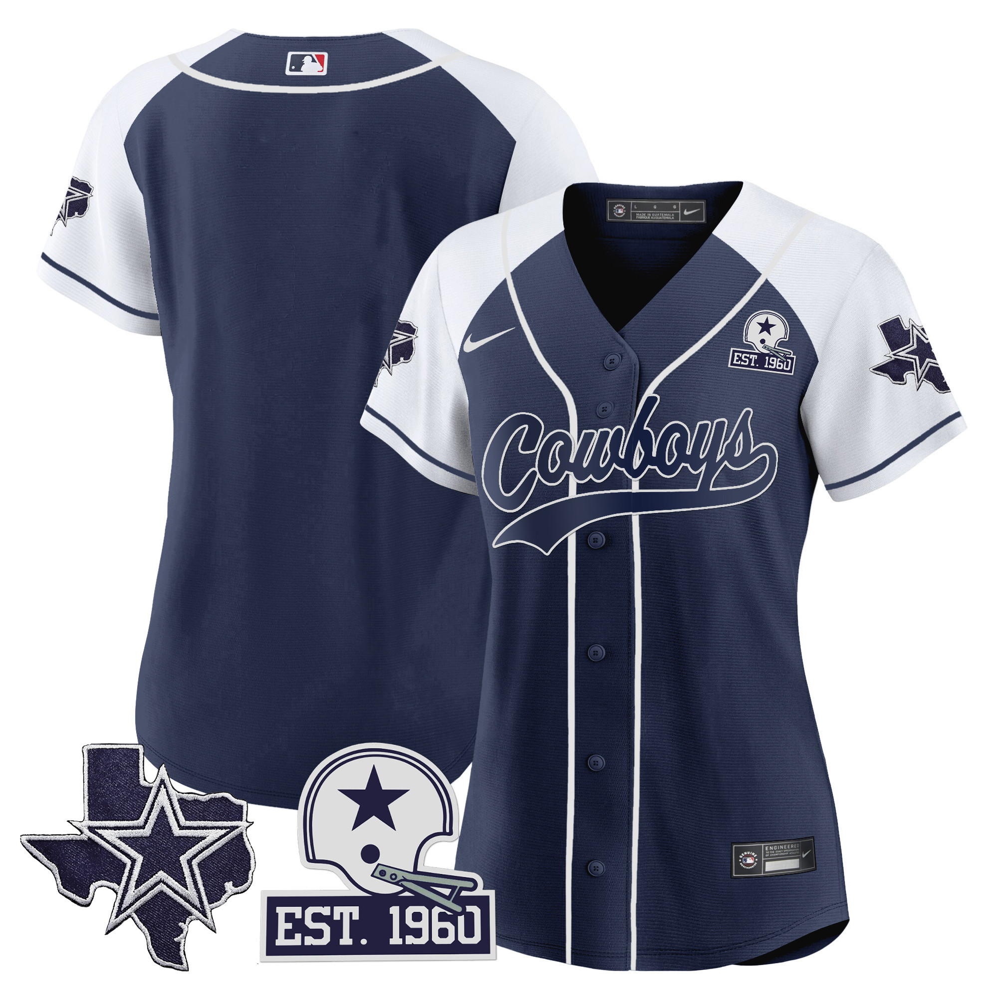 Women's Cowboys Texas Patch Baseball Jersey - All Stitched - Image 24