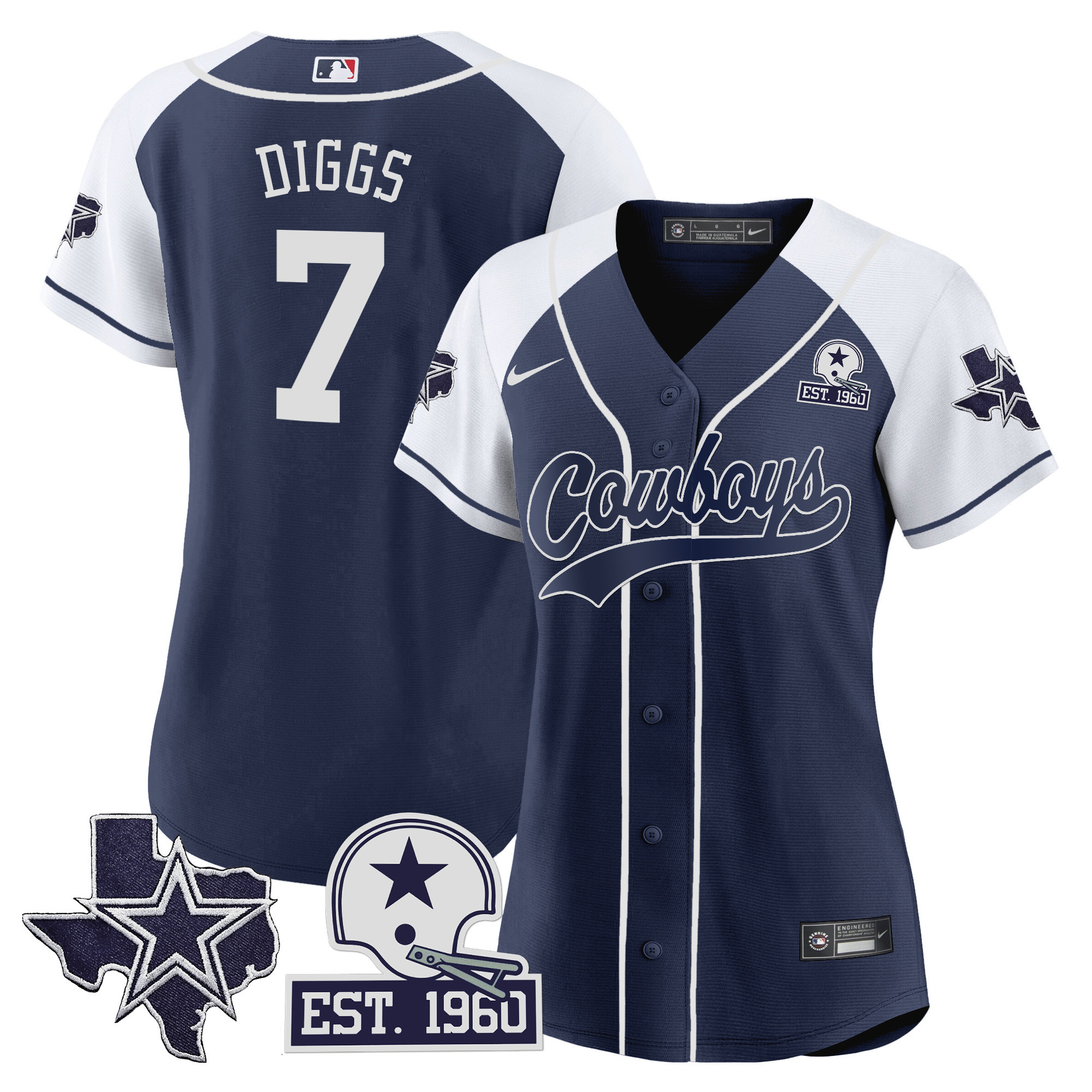 Women's Cowboys Texas Patch Baseball Jersey - All Stitched - Image 20