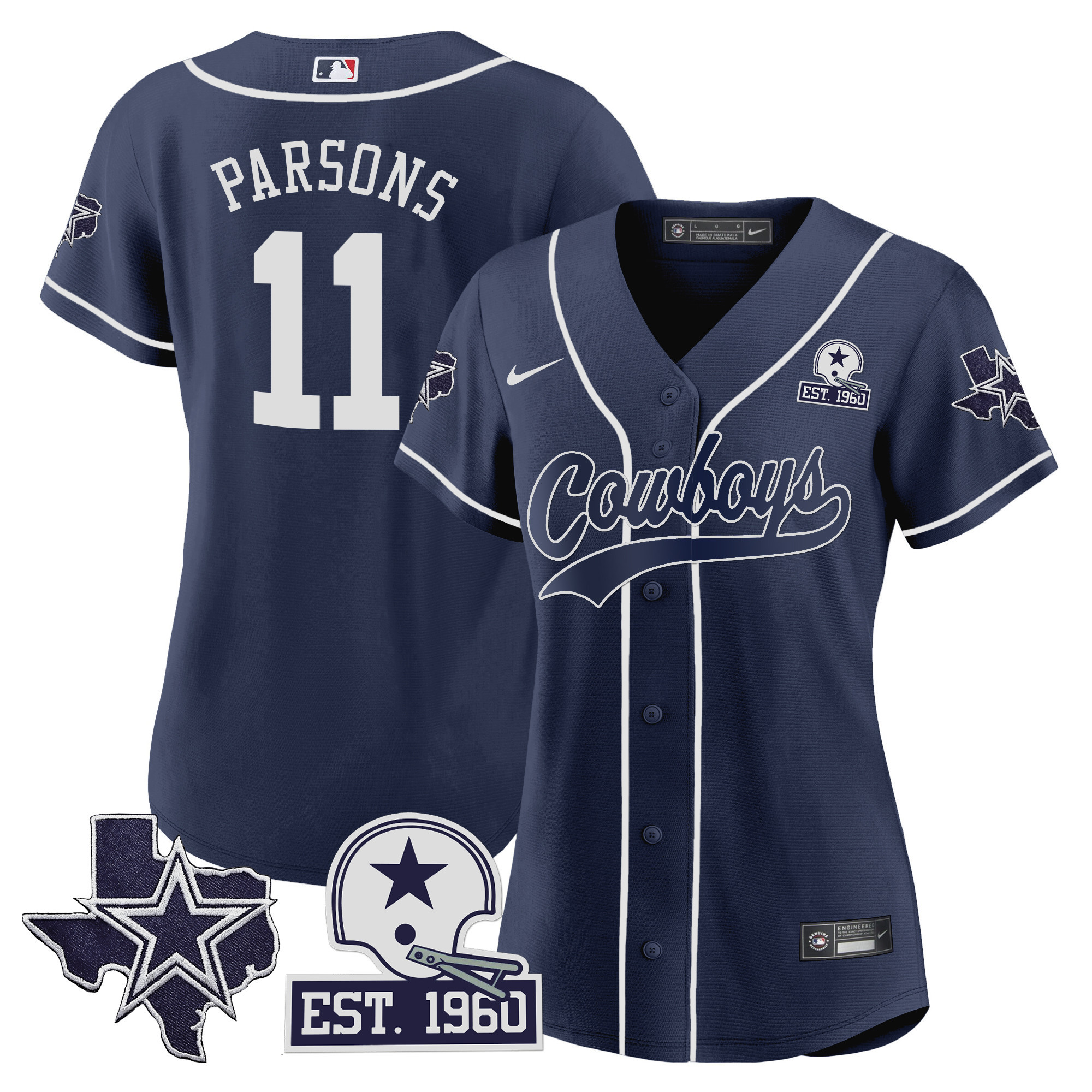 Women's Cowboys Texas Patch Baseball Jersey - All Stitched - Image 9