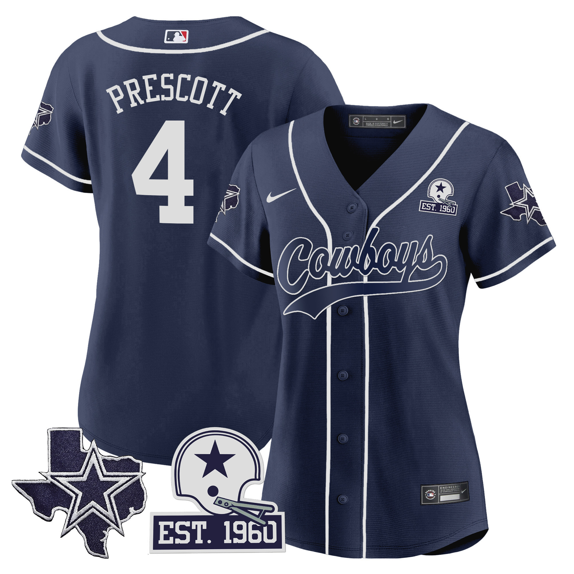 Women's Cowboys Texas Patch Baseball Jersey - All Stitched - Image 10