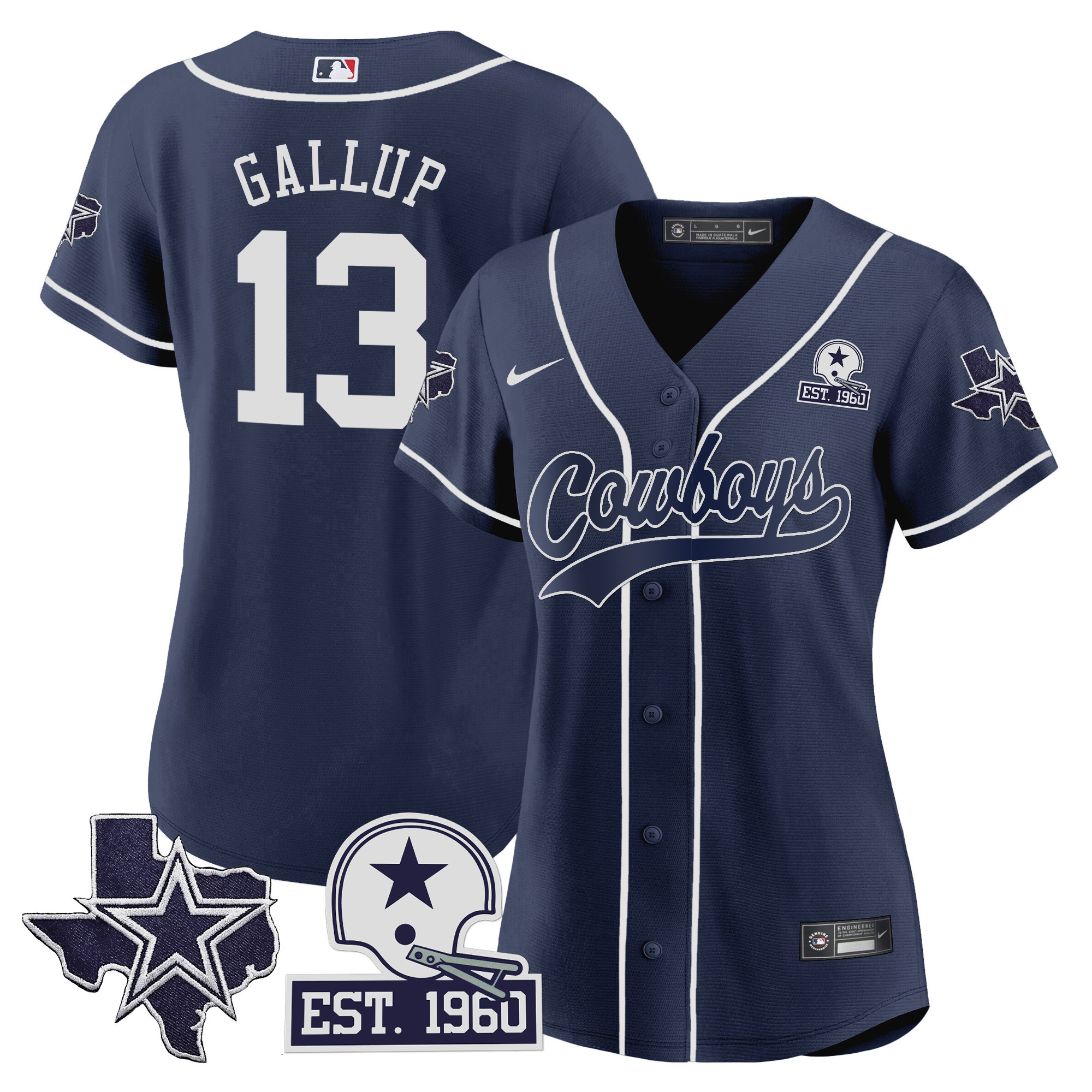 Women's Cowboys Texas Patch Baseball Jersey - All Stitched - Image 13