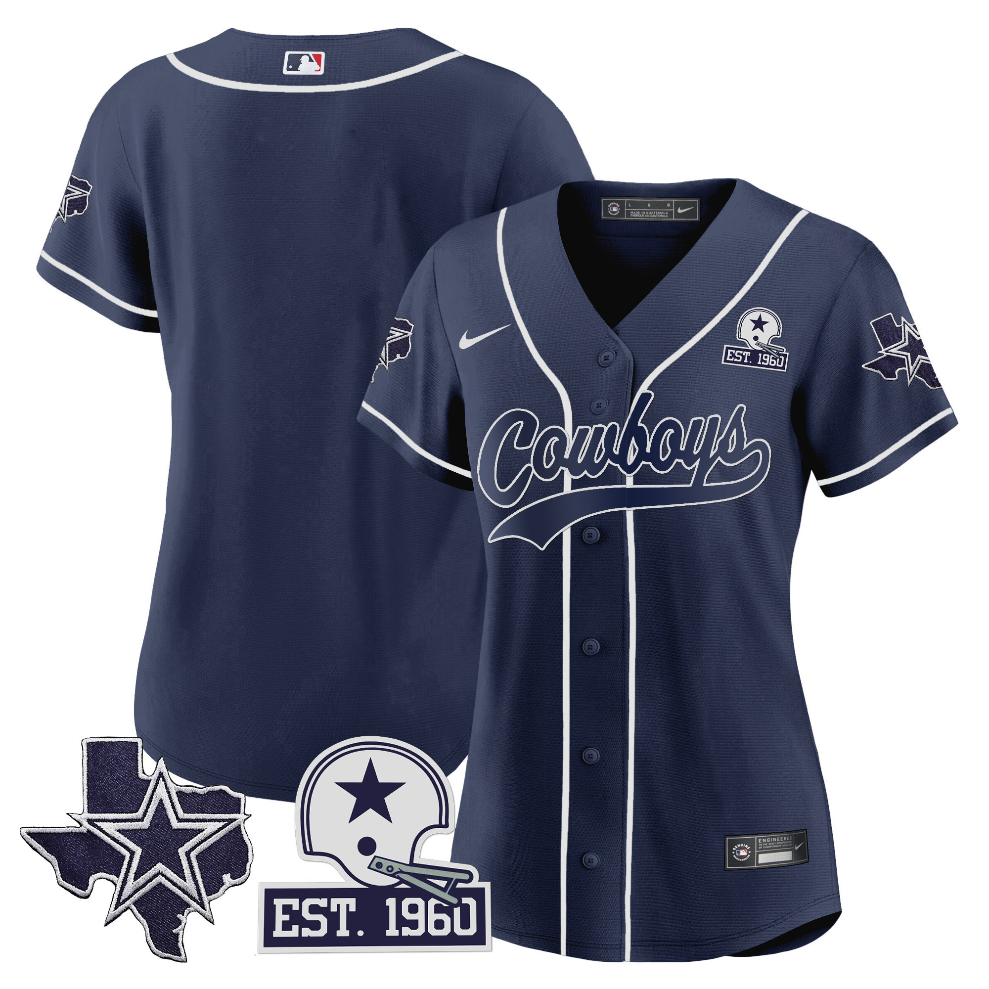 Women's Cowboys Texas Patch Baseball Jersey - All Stitched - Image 16