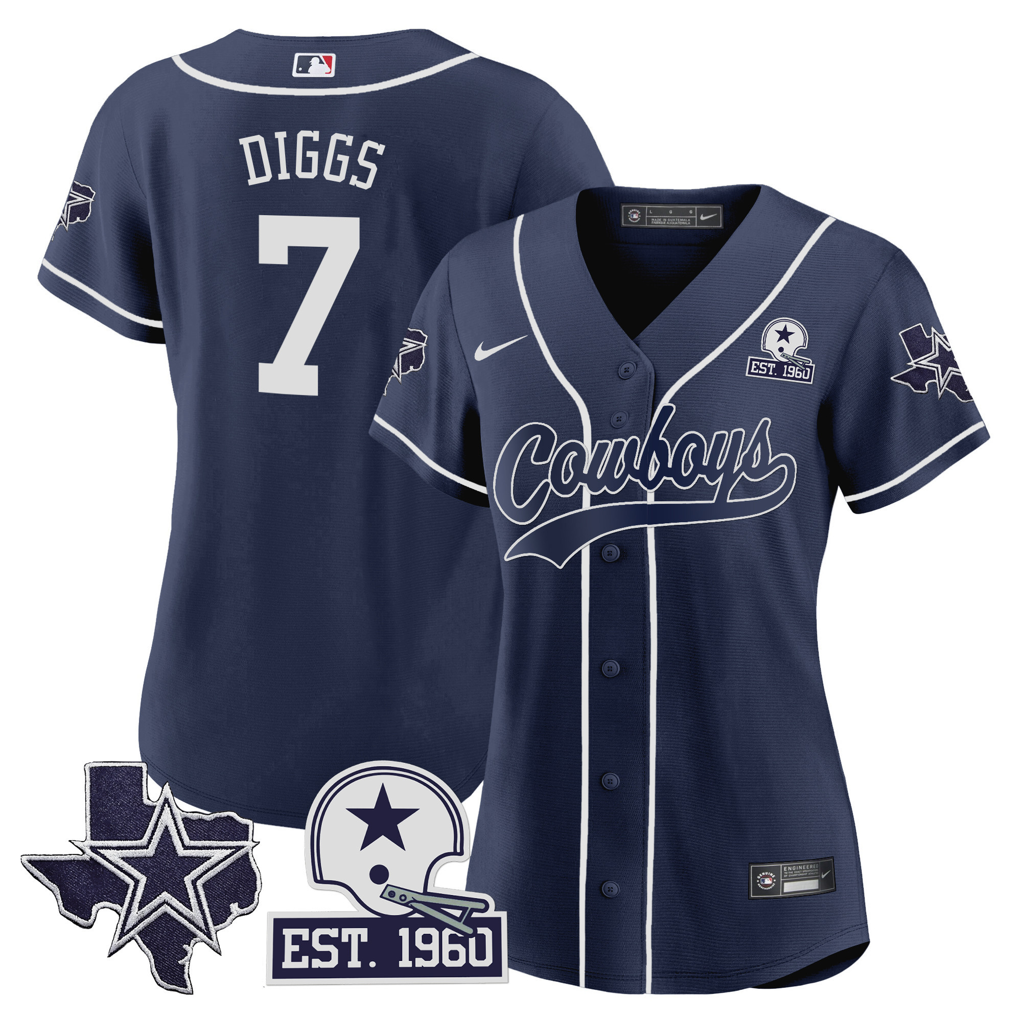 Women's Cowboys Texas Patch Baseball Jersey - All Stitched - Image 12