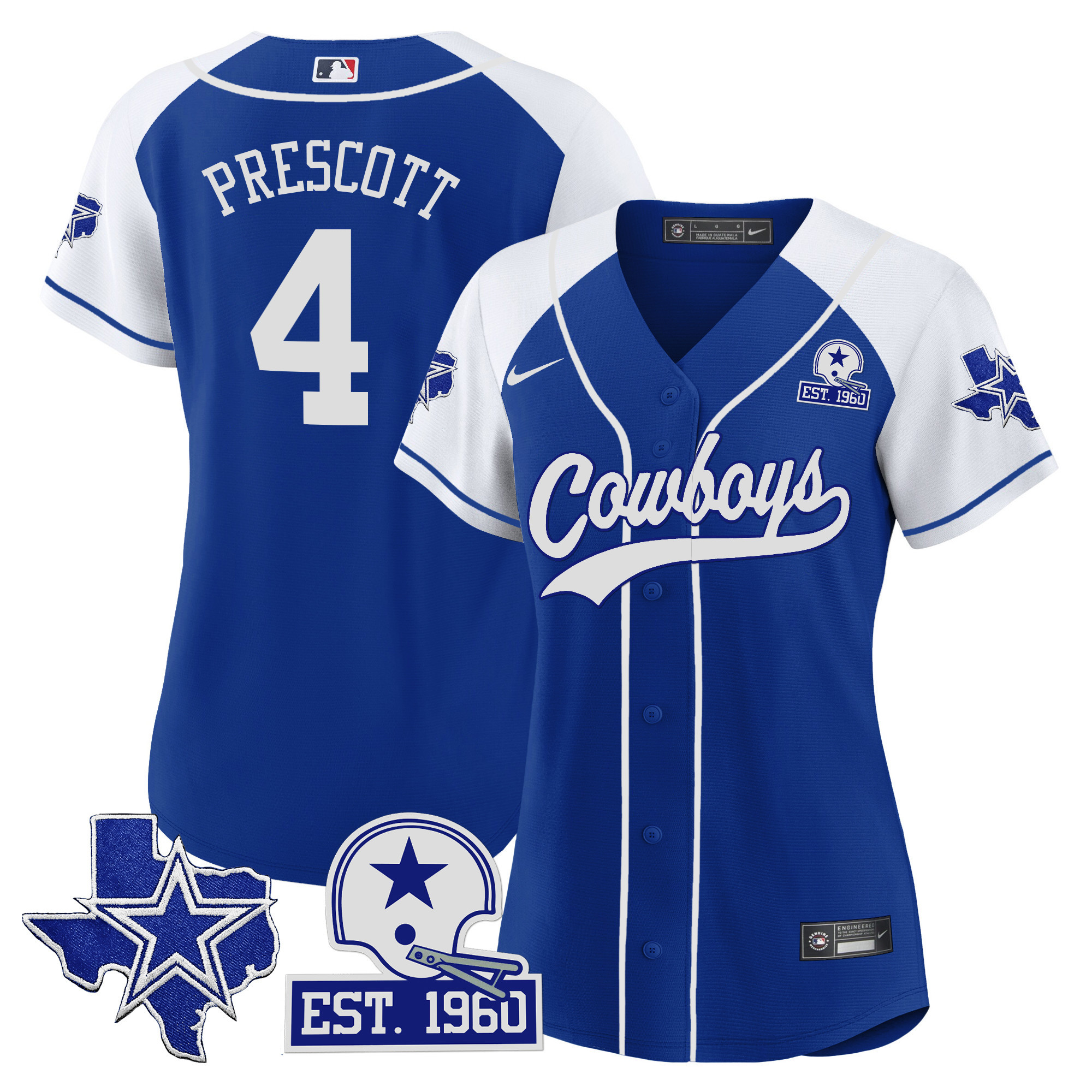 Women's Cowboys Texas Patch Baseball Jersey - All Stitched - Image 34